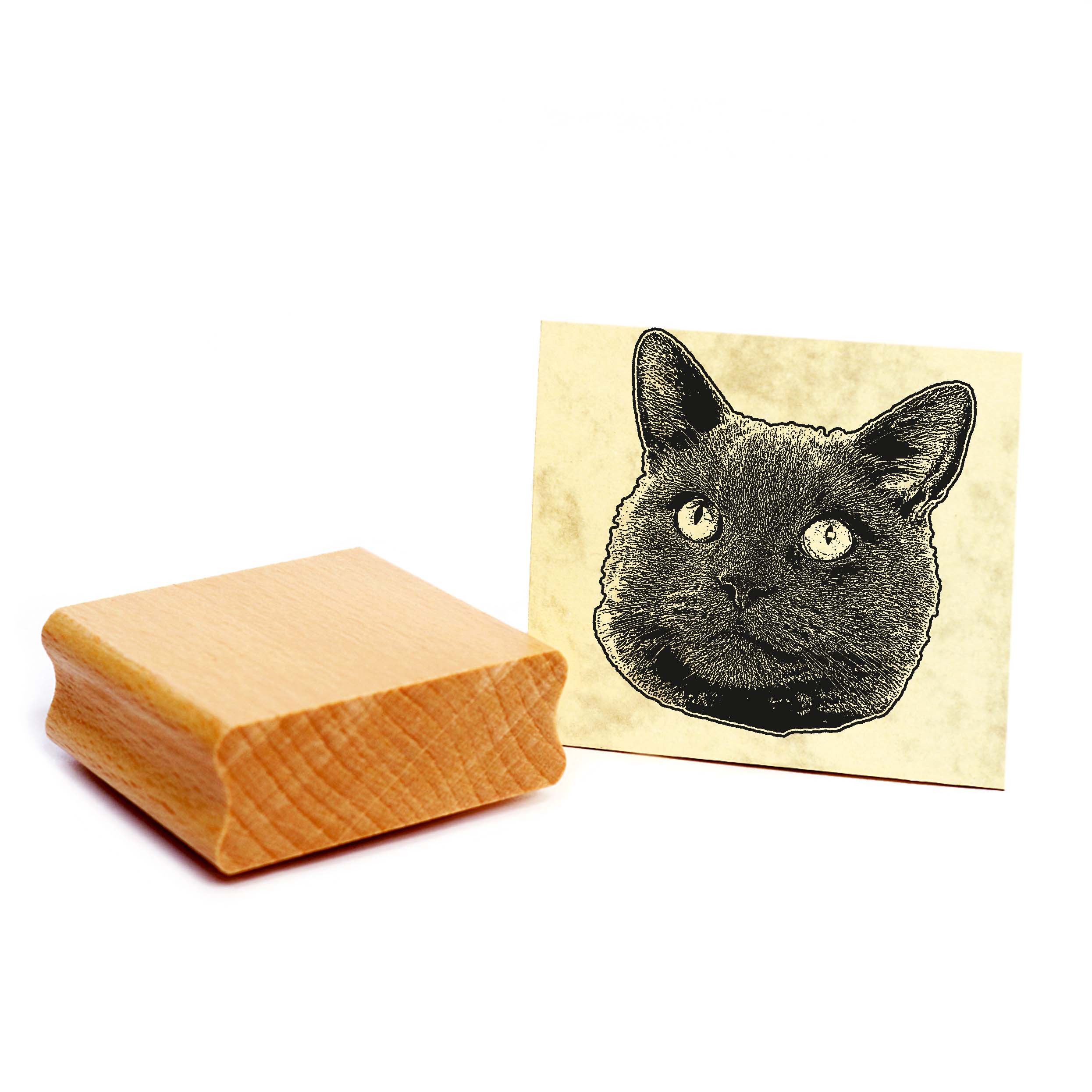 Motivstempel Korat-Katze - Stempel Katze Holzstempel ca. 48 x 48 mm