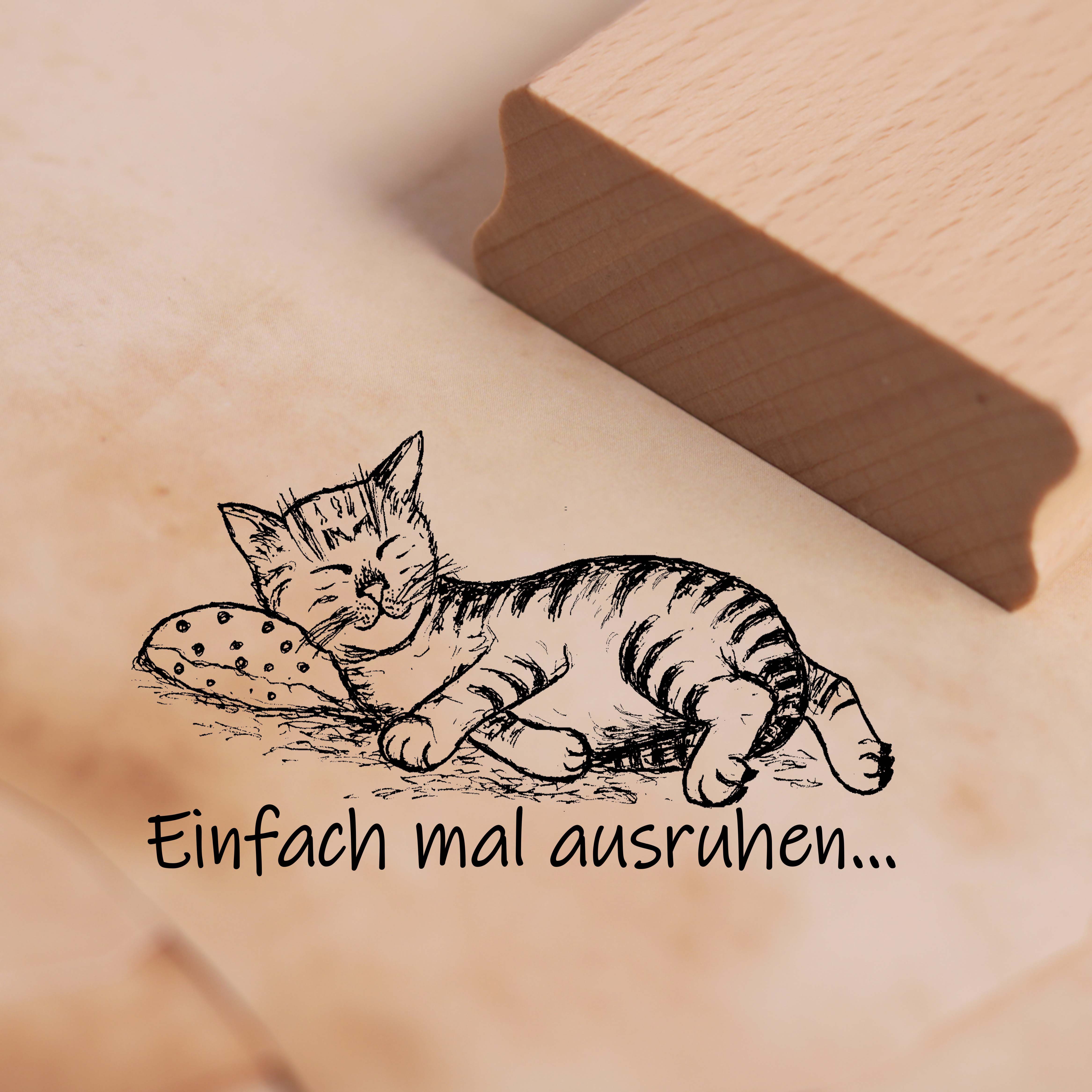 Motivstempel Einfach mal ausruhen Stempel Katze 48mm x 28mm