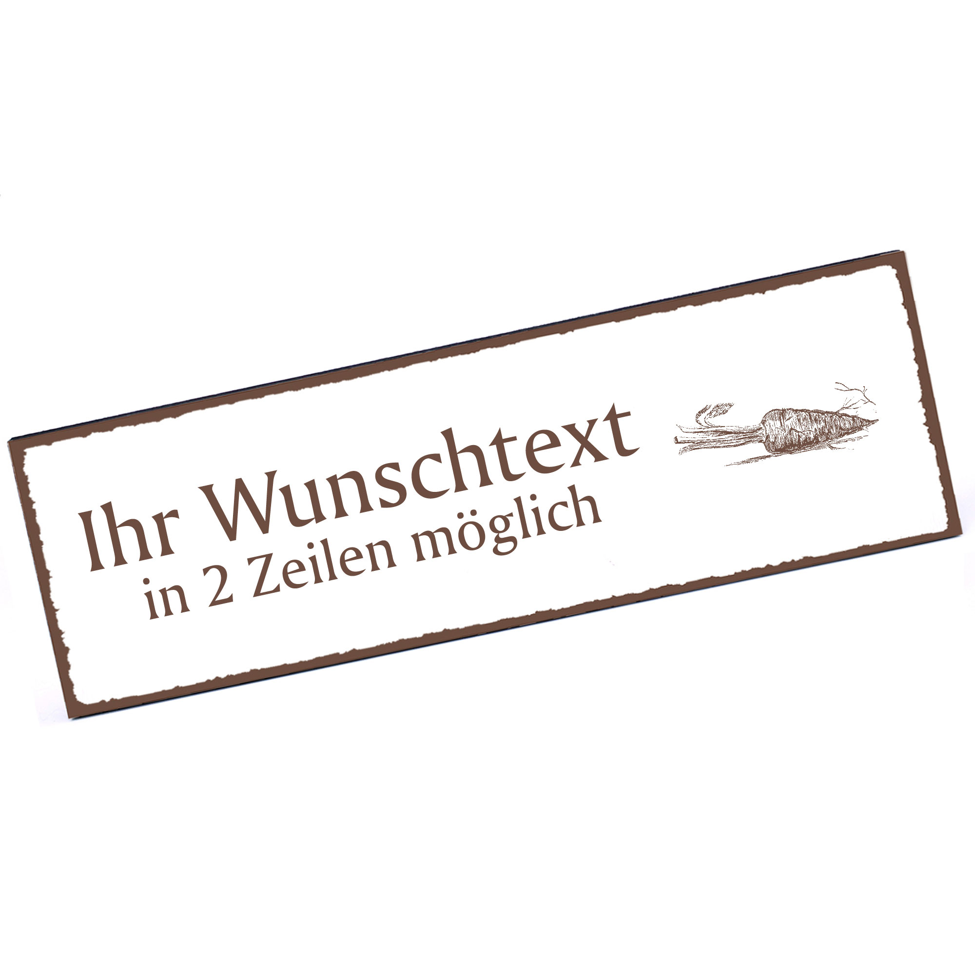Türschild Mohrrübe  Namensschild personalisiert mit Gravur - 150mm x 50mm - selbstklebend