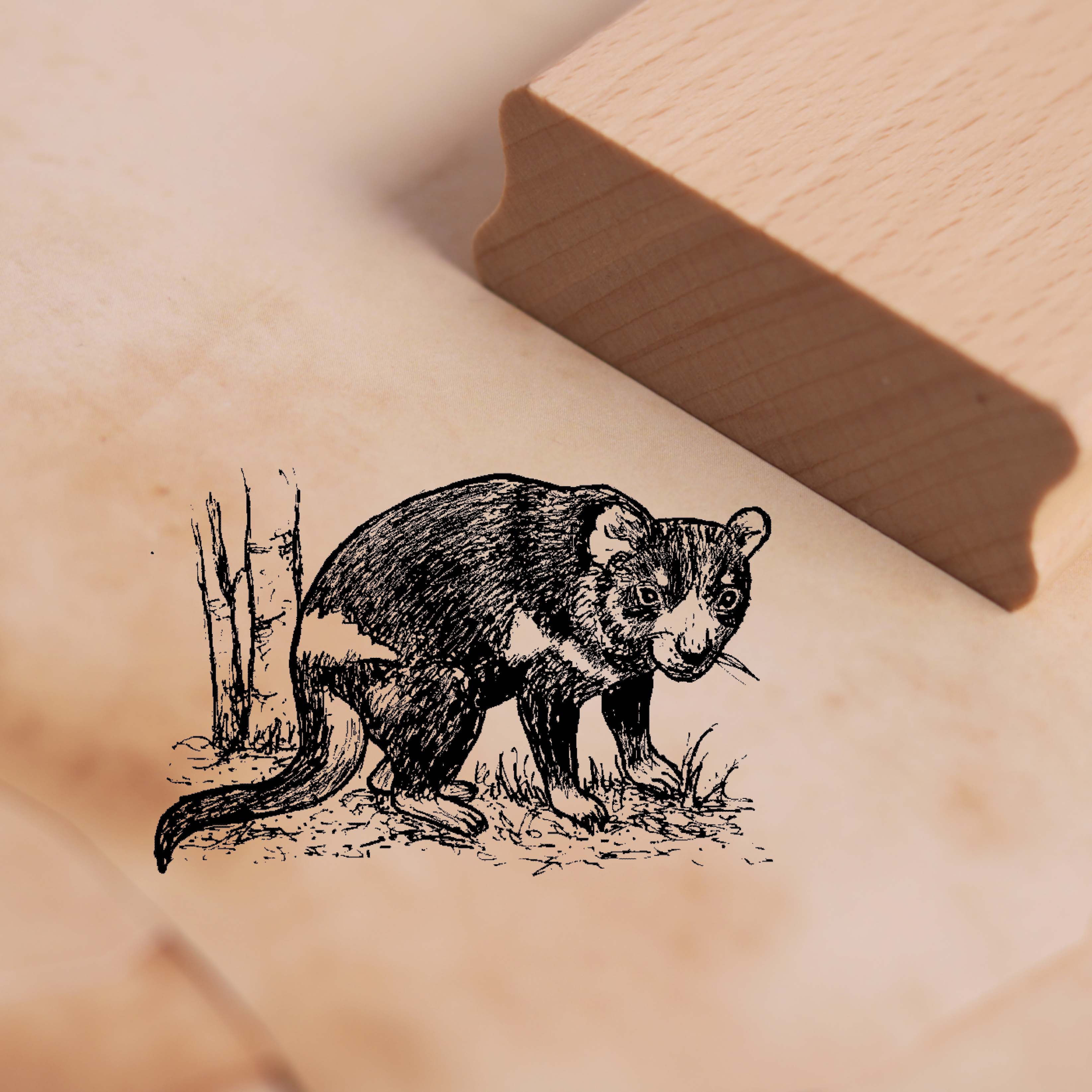 Motivstempel Tasmanischer Teufel - Stempel Beutelteufel Holzstempel 58 x 38 mm