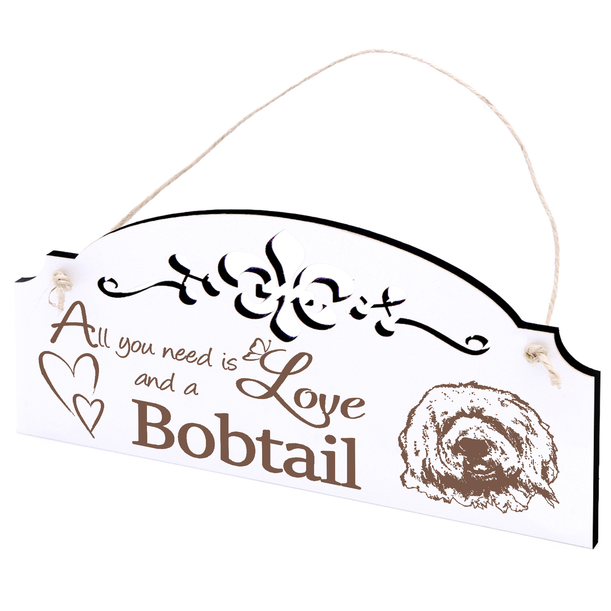 Schild Bobtail Deko 20x10cm - All you need is Love and a Bobtail - Holz