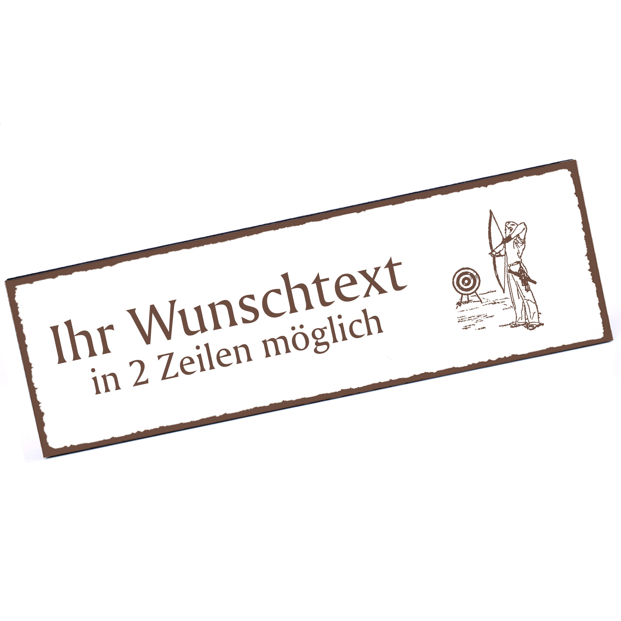 Türschild Bogenschießen  Namensschild personalisiert mit Gravur - 150mm x 50mm - selbstklebend