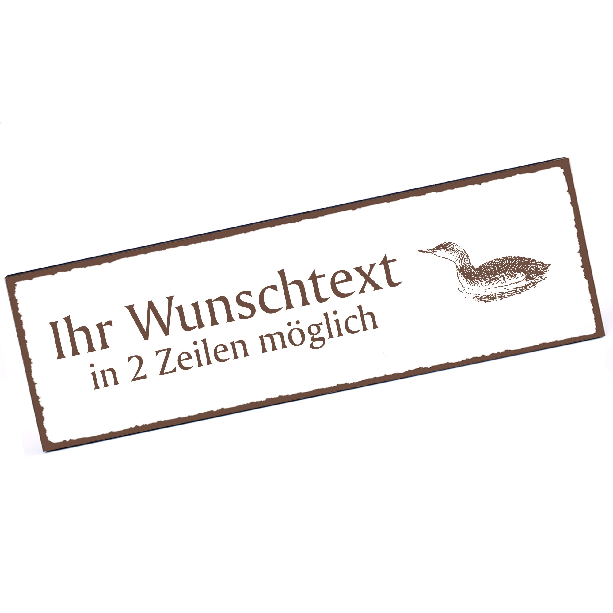 Türschild Haubentaucher  Namensschild personalisiert mit Gravur - 150mm x 50mm - selbstklebend