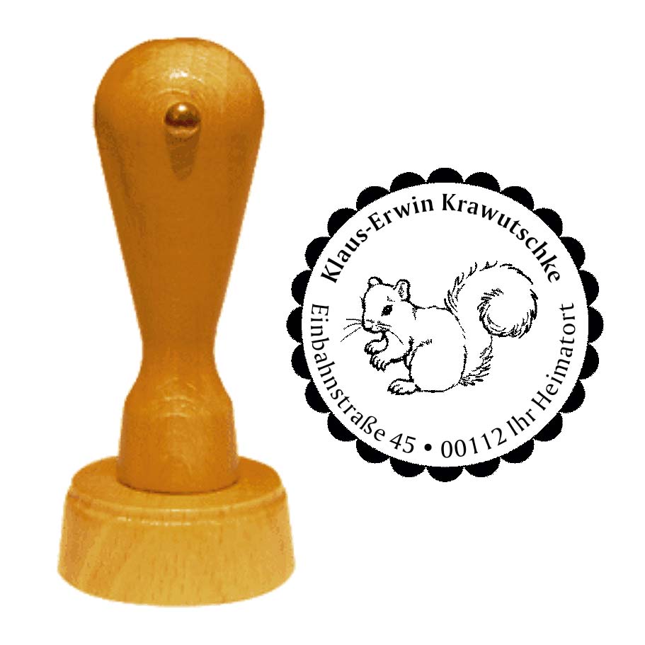 Adressenstempel « EICHHÖRNCHEN 03 » mit persönlichem Wunschtext