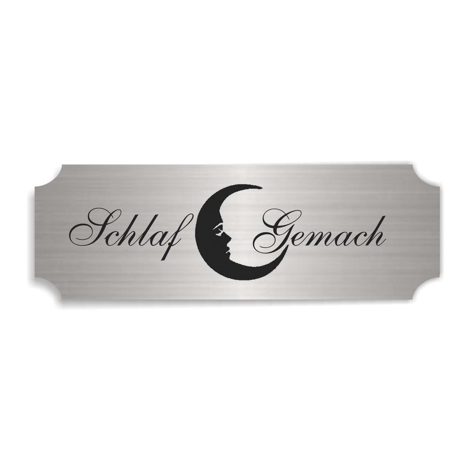 Schild « SCHLAFGEMACH » selbstklebend - Aluminium Look - silber
