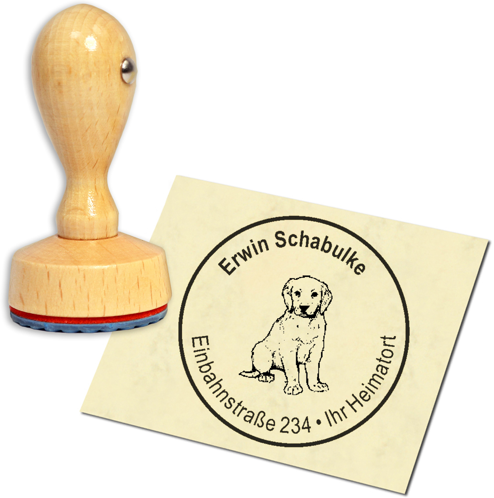 Stempel Adressstempel Holzstempel - Labrador Retriever Welpe - rund 40mm