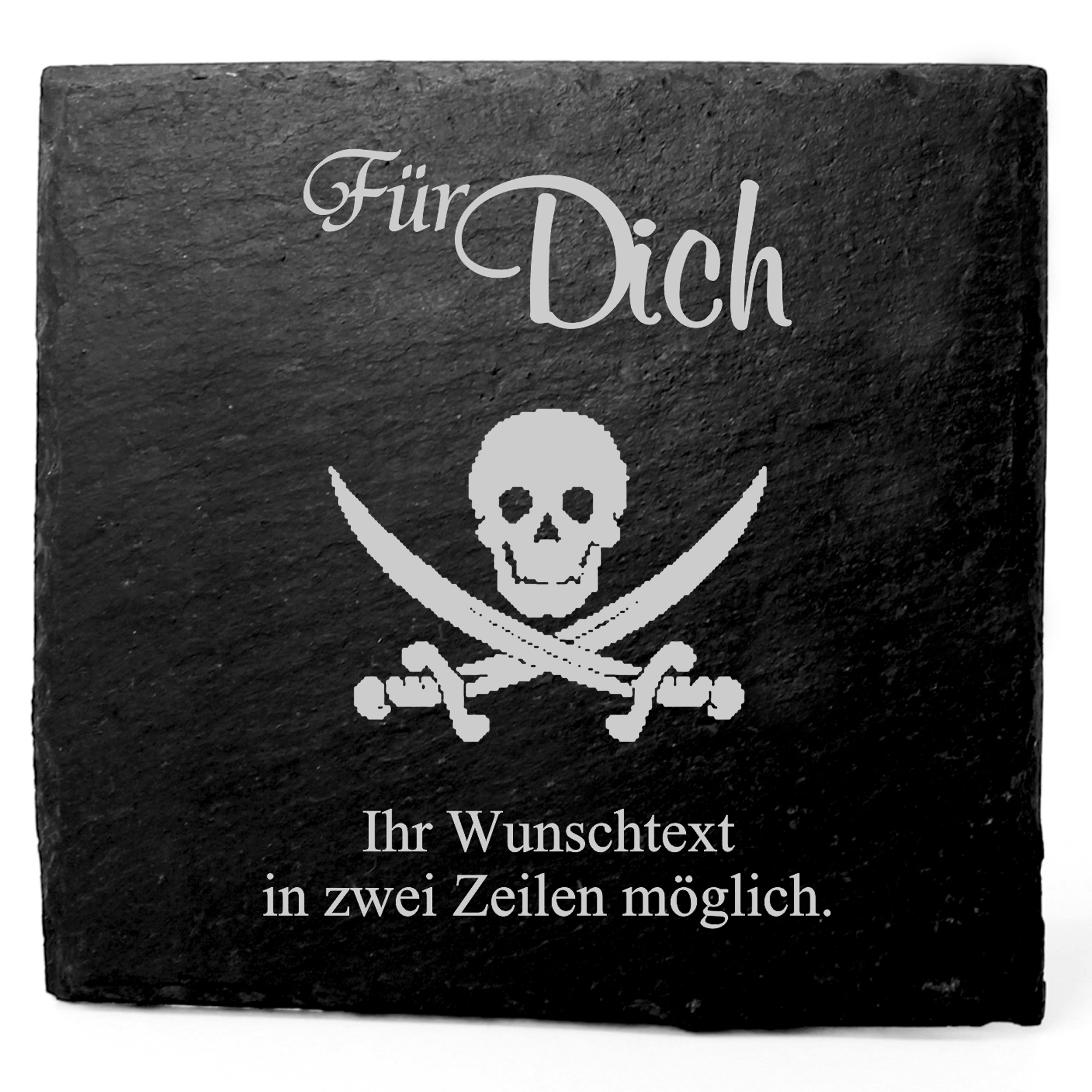 Deko Schiefer Untersetzer personalisiert Piratenzeichen - Für Dich - 11x11cm