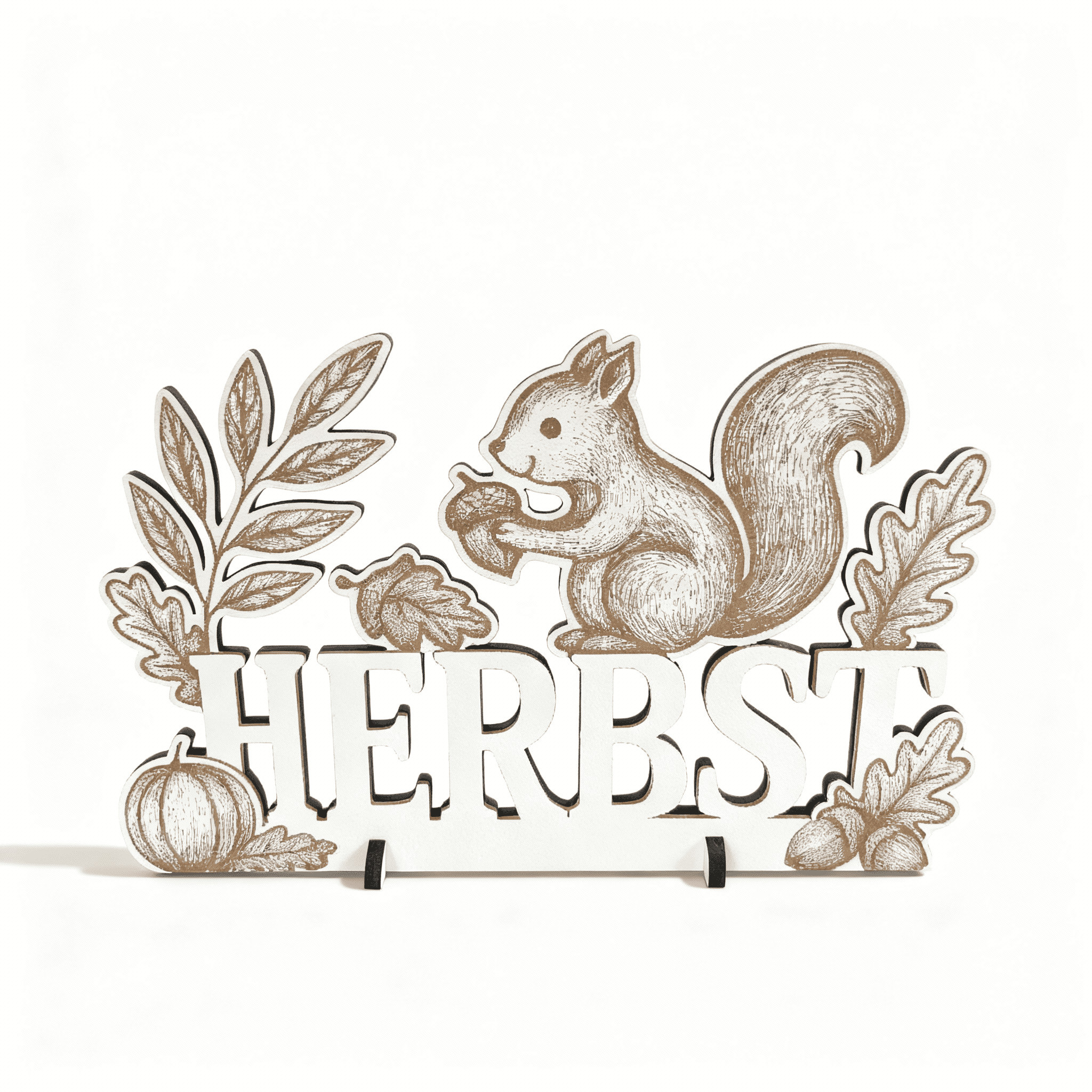 Aufsteller Schriftzug HERBST mit Eichhörnchen Nüssen Blätter Kürbis – dekorativer herbstlicher Dekoaufsteller Aufsteller Schriftzug HERBST mit Eichhörnchen Nüssen Blätter Kürbis – dekorativer herbstlicher Dekoaufsteller