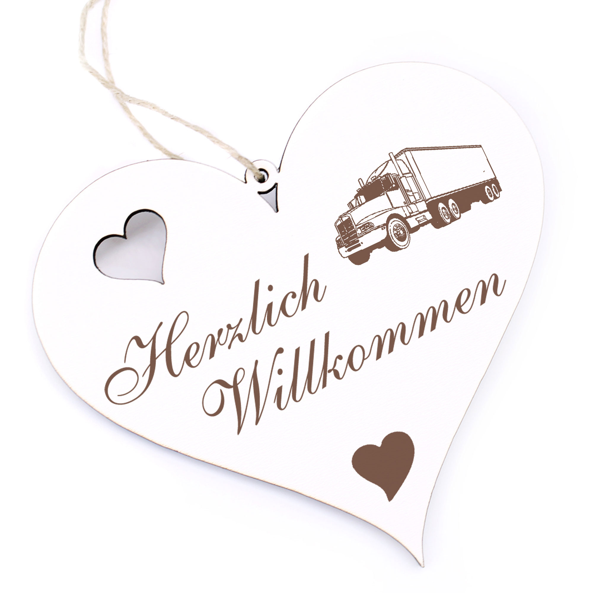 Herzlich Willkommen Schild - LKW - Deko Herz Holz