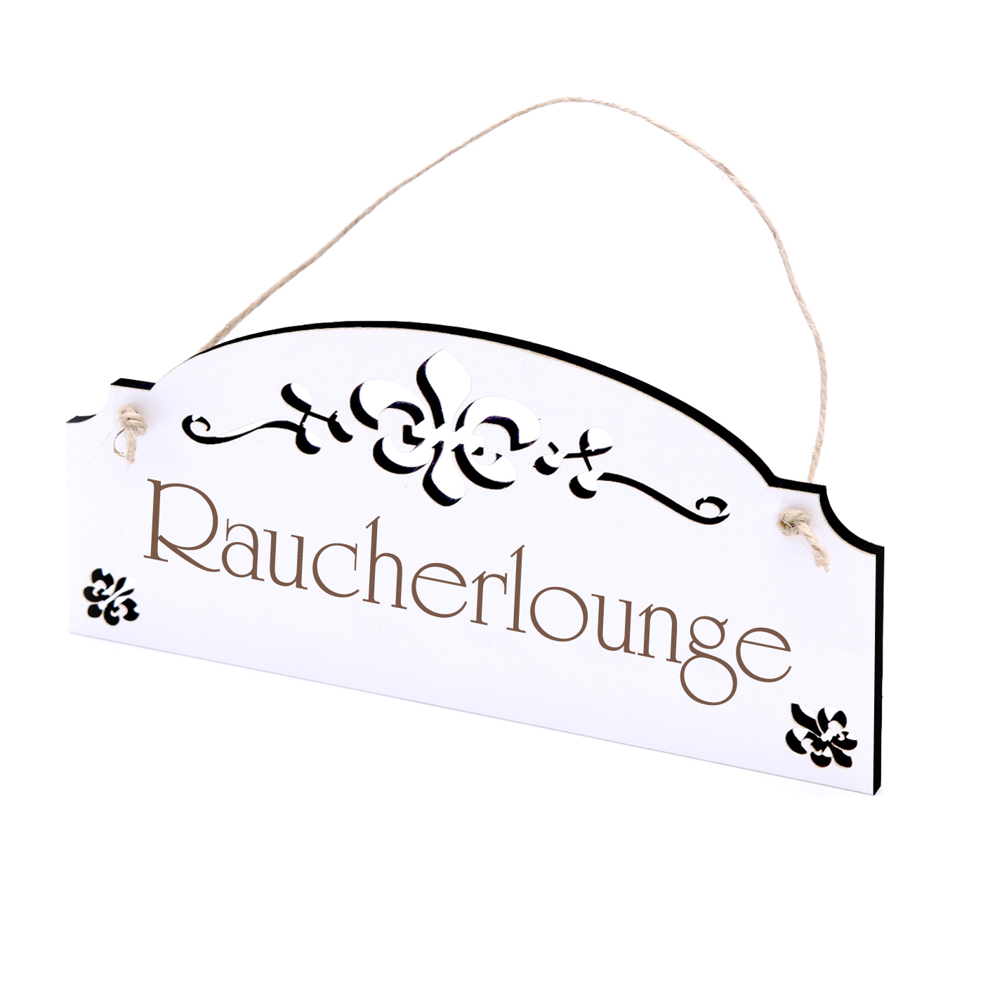 Schild Raucherlounge - Vintage Türschild mit Ornamenten