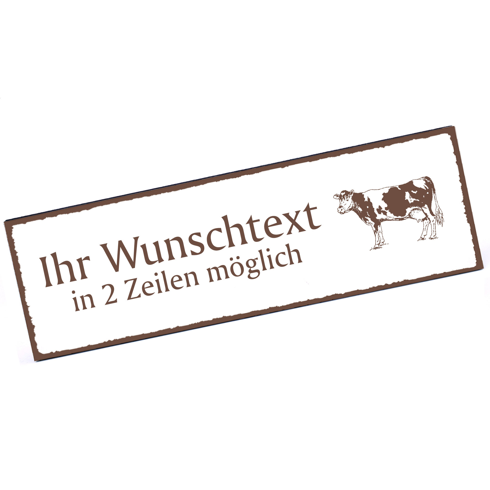 Türschild Kuh  Namensschild personalisiert mit Gravur - 150mm x 50mm - selbstklebend