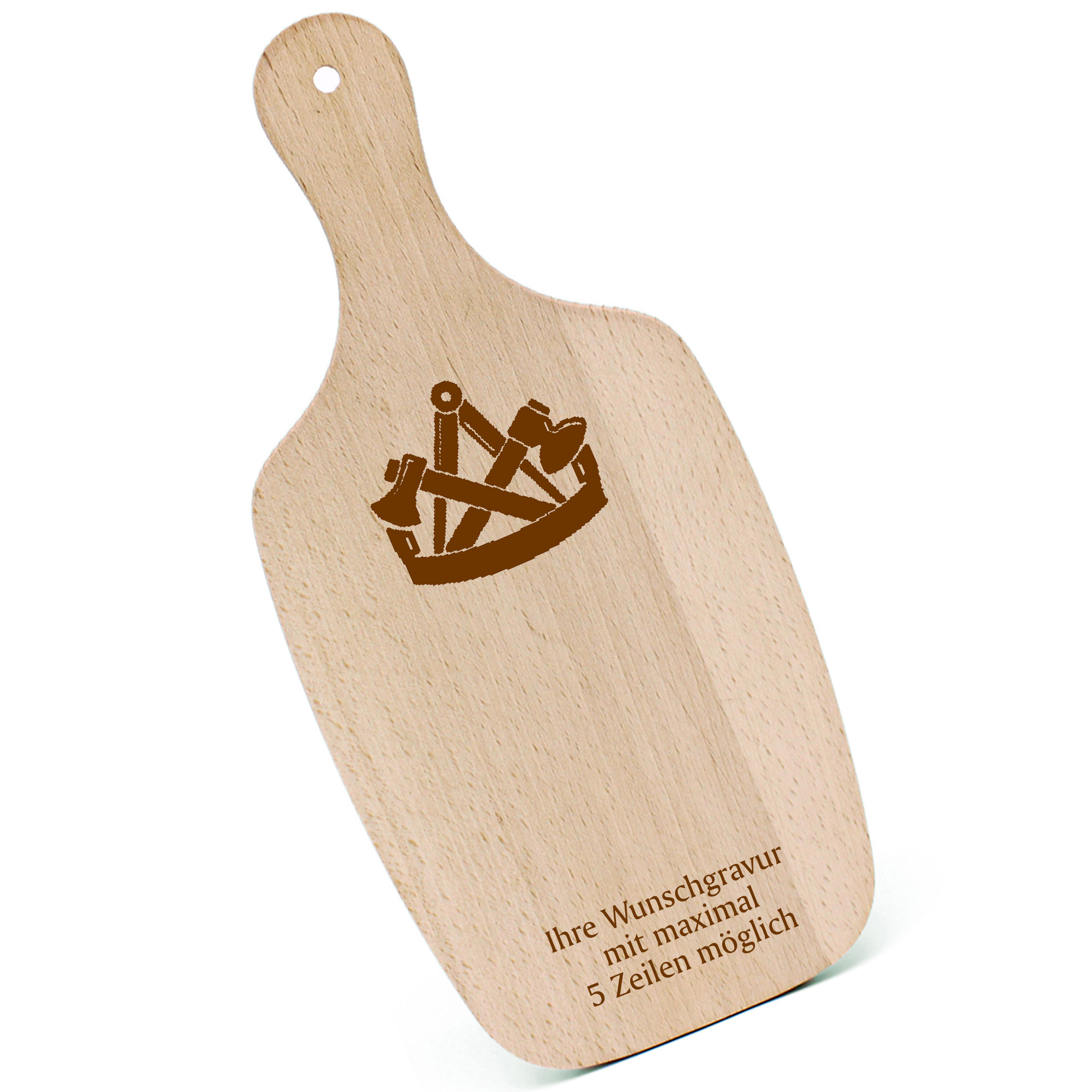 Schneidebrett Frühstücksbrettchen - Zimmerer Zimmermann - mit Griff 330x150mm