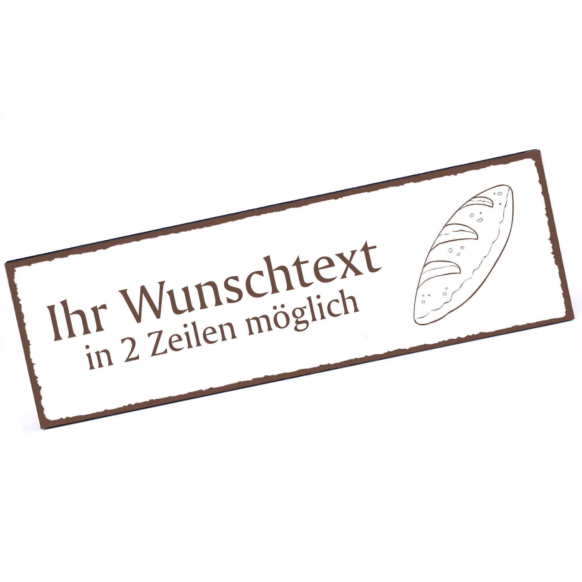 Türschild Brot  Namensschild personalisiert mit Gravur - 150mm x 50mm - selbstklebend
