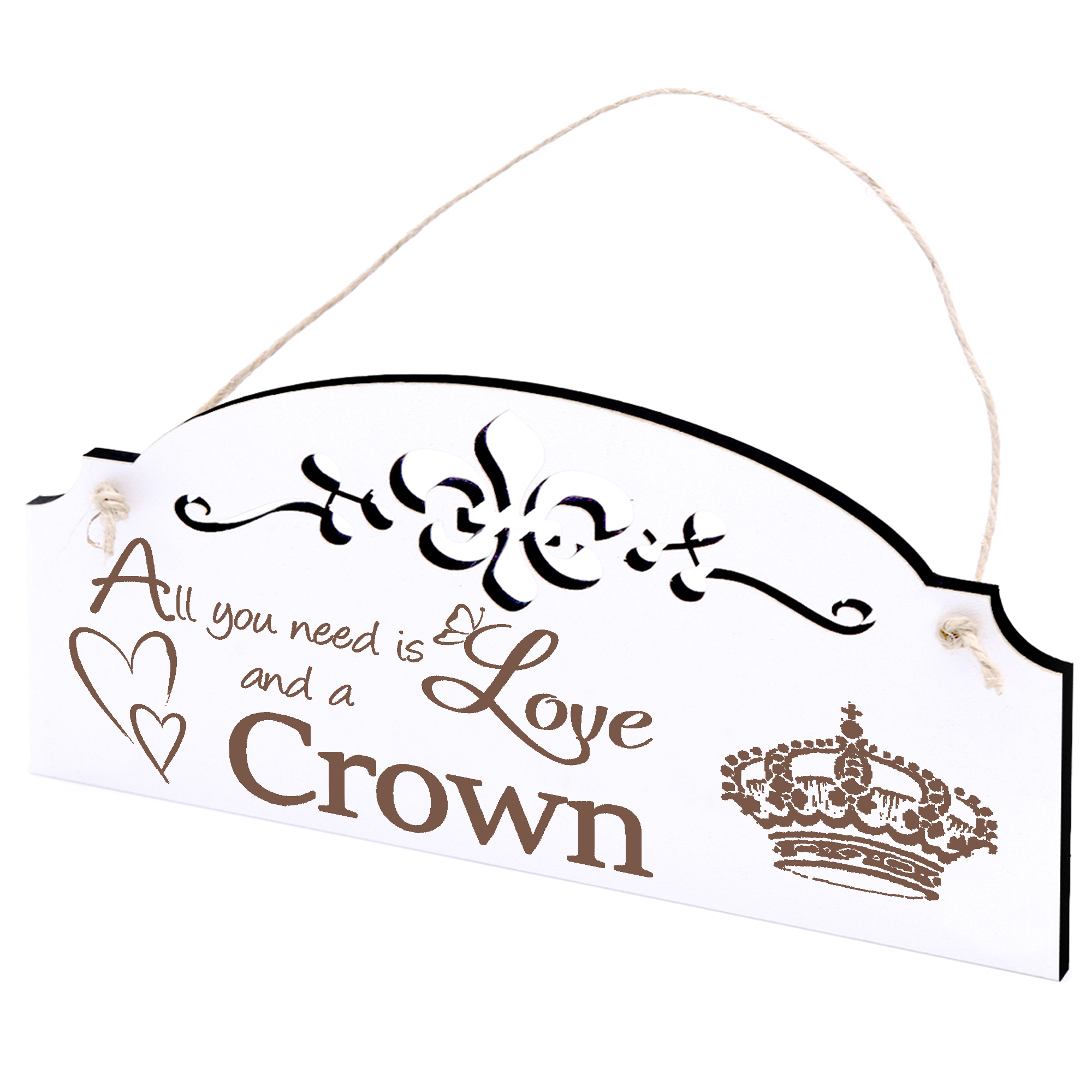 Schild Krone Deko 20x10cm - All you need is Love and a Crown - Holz
