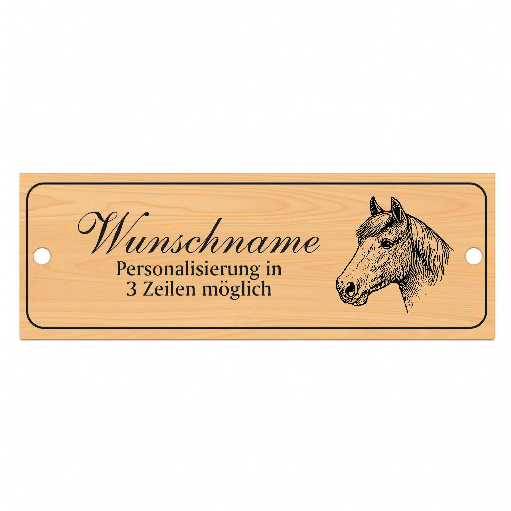 Stallschild Haflinger personalisierbar mit Wunschtext – Stalltafel Pferdeschild Pferdebox Holzoptik - 20×7,5 cm