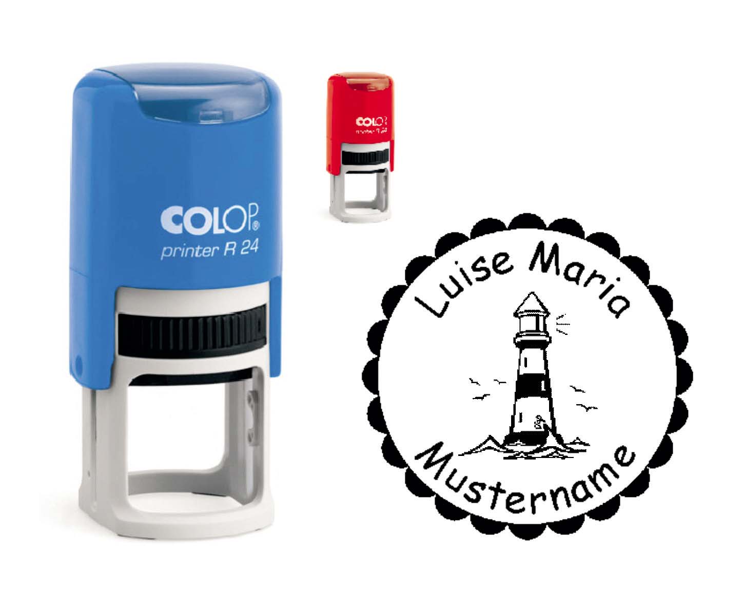 Kinderstempel « Leuchtturm » mit persönlichem Namen