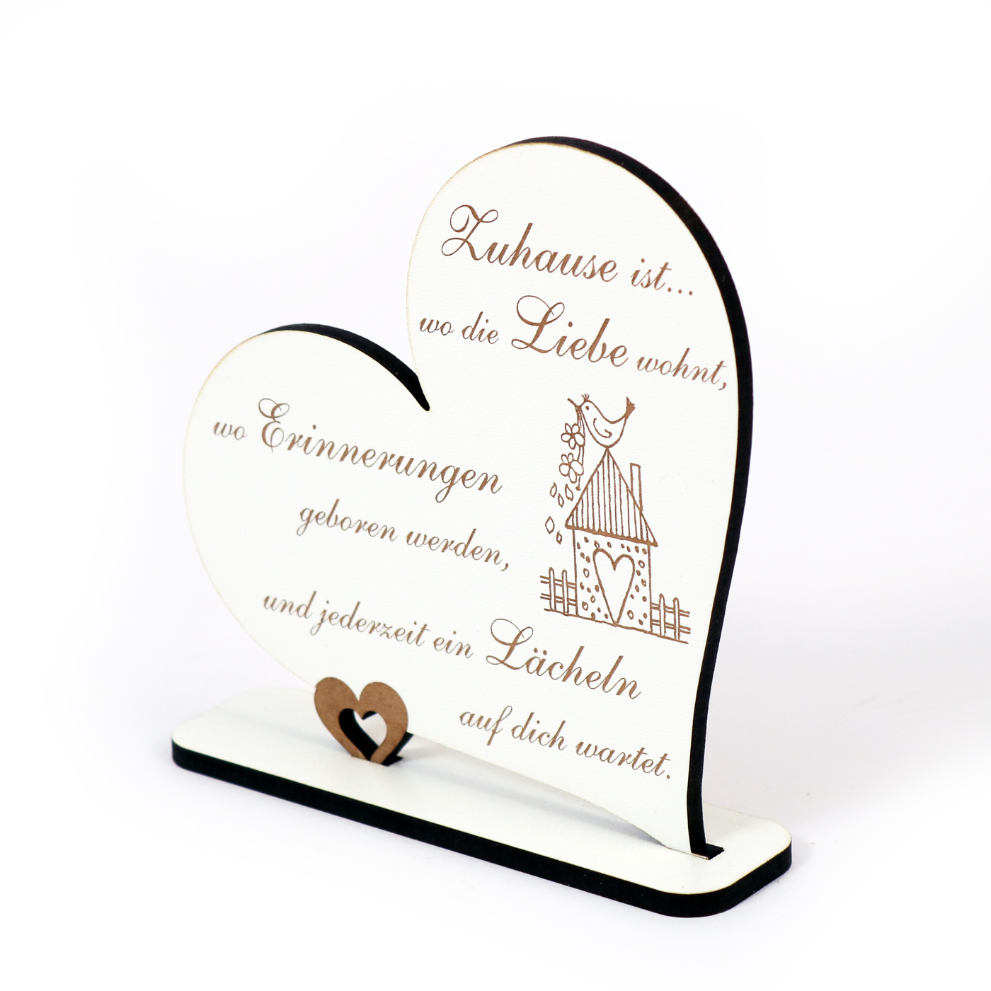 Dekoaufsteller Herz Zuhause ist wo die Liebe wohnt - Schild Vogelhaus