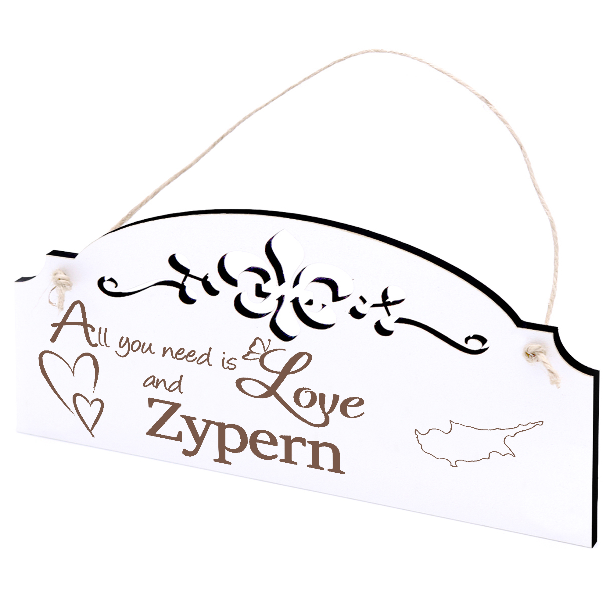 Schild Insel Zypern Deko 20x10cm - All you need is Love and Zypern - Holz