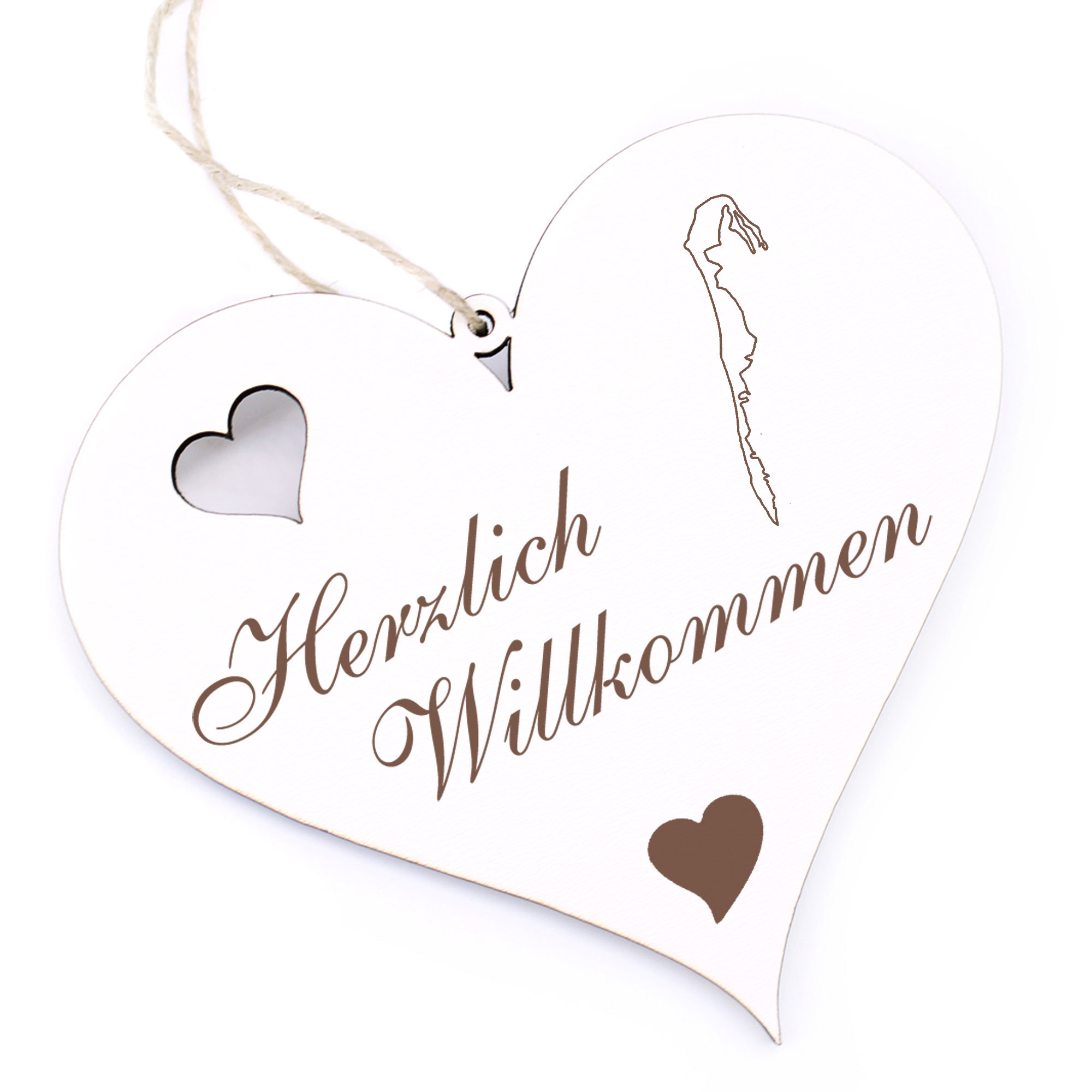 Herzlich Willkommen Schild - Insel Hiddensee - Deko Herz Holz