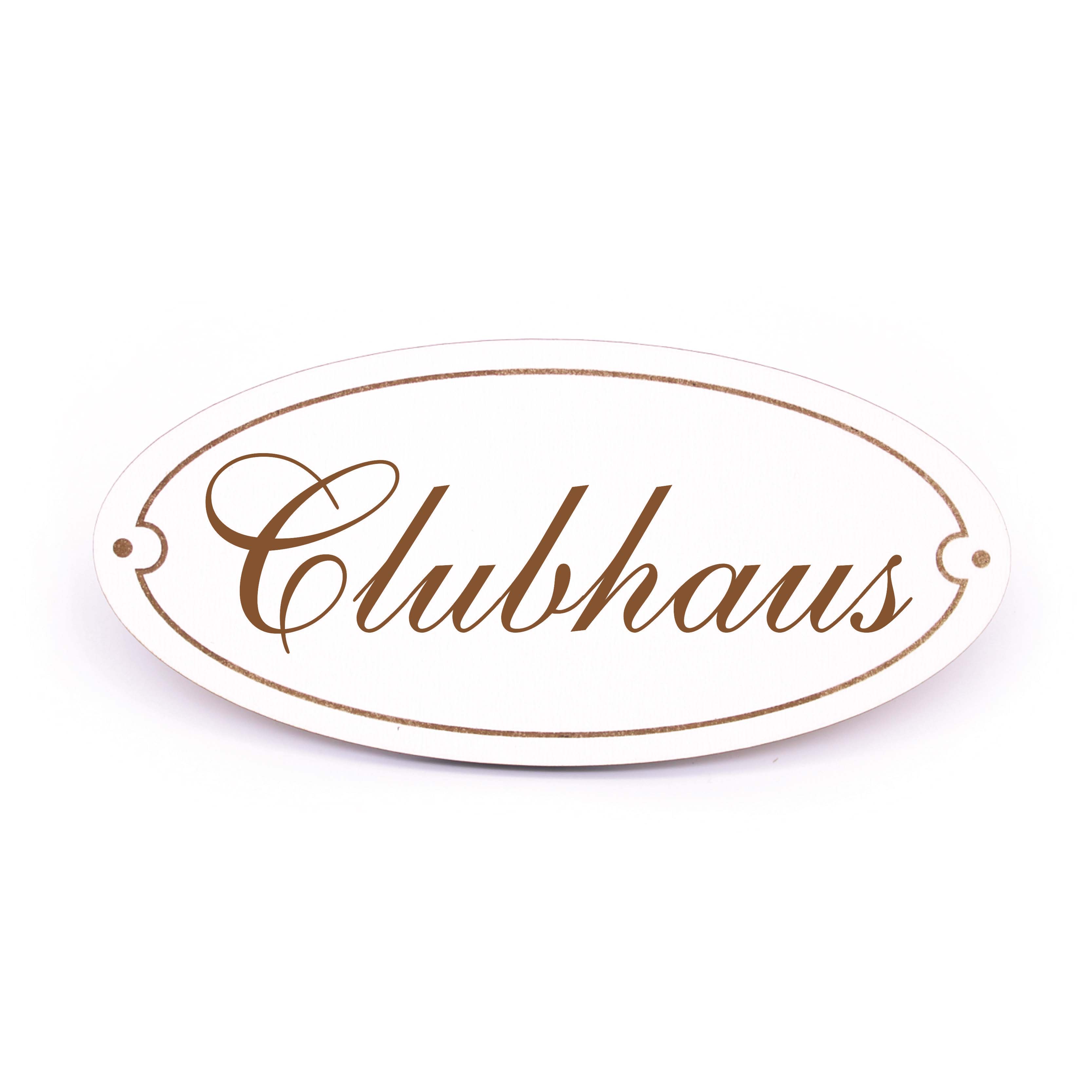 Ovales Türschild Clubhaus - selbstklebend - 15 x 7 cm