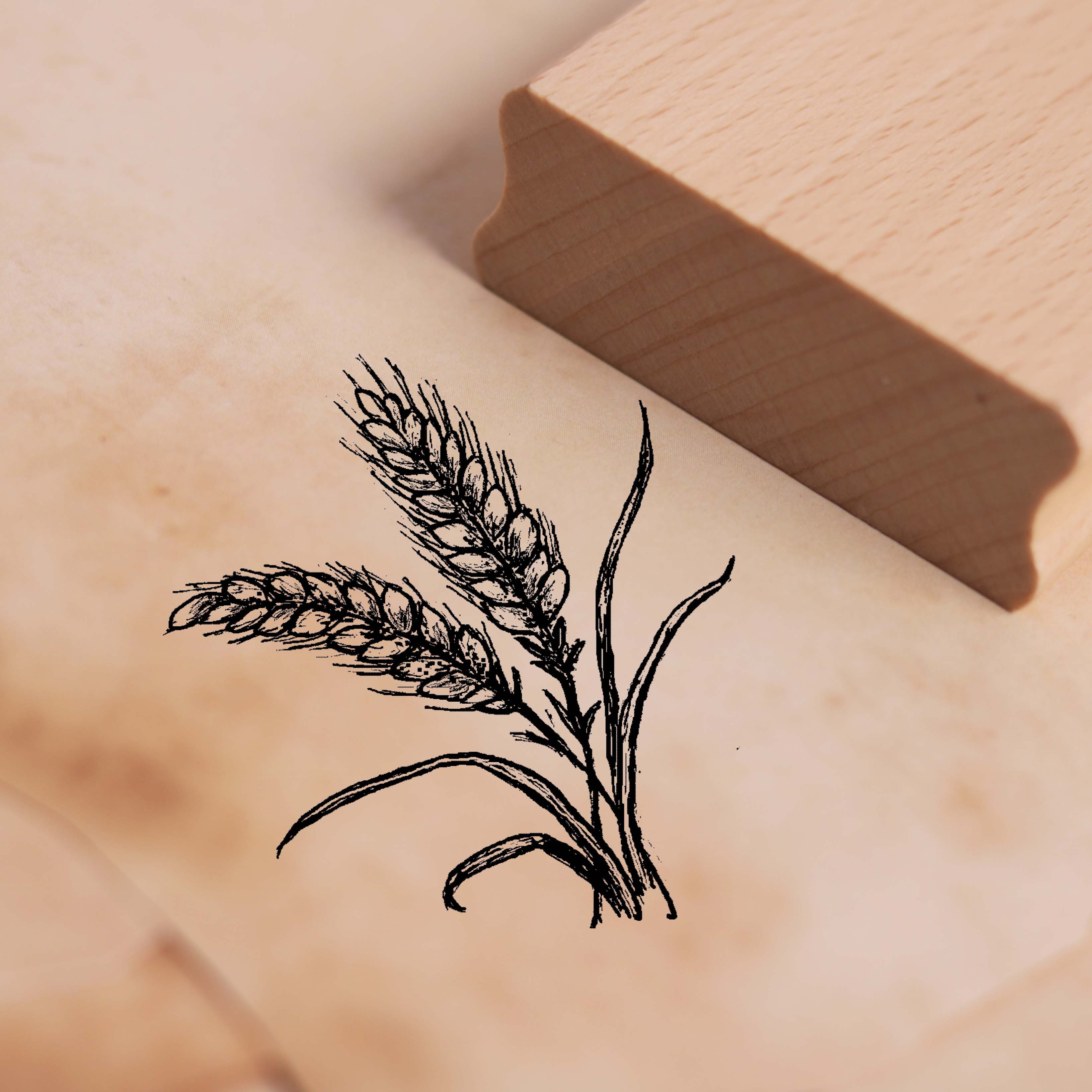 Motivstempel Weizen Ähre - Stempel Holzstempel 48 x 48 mm