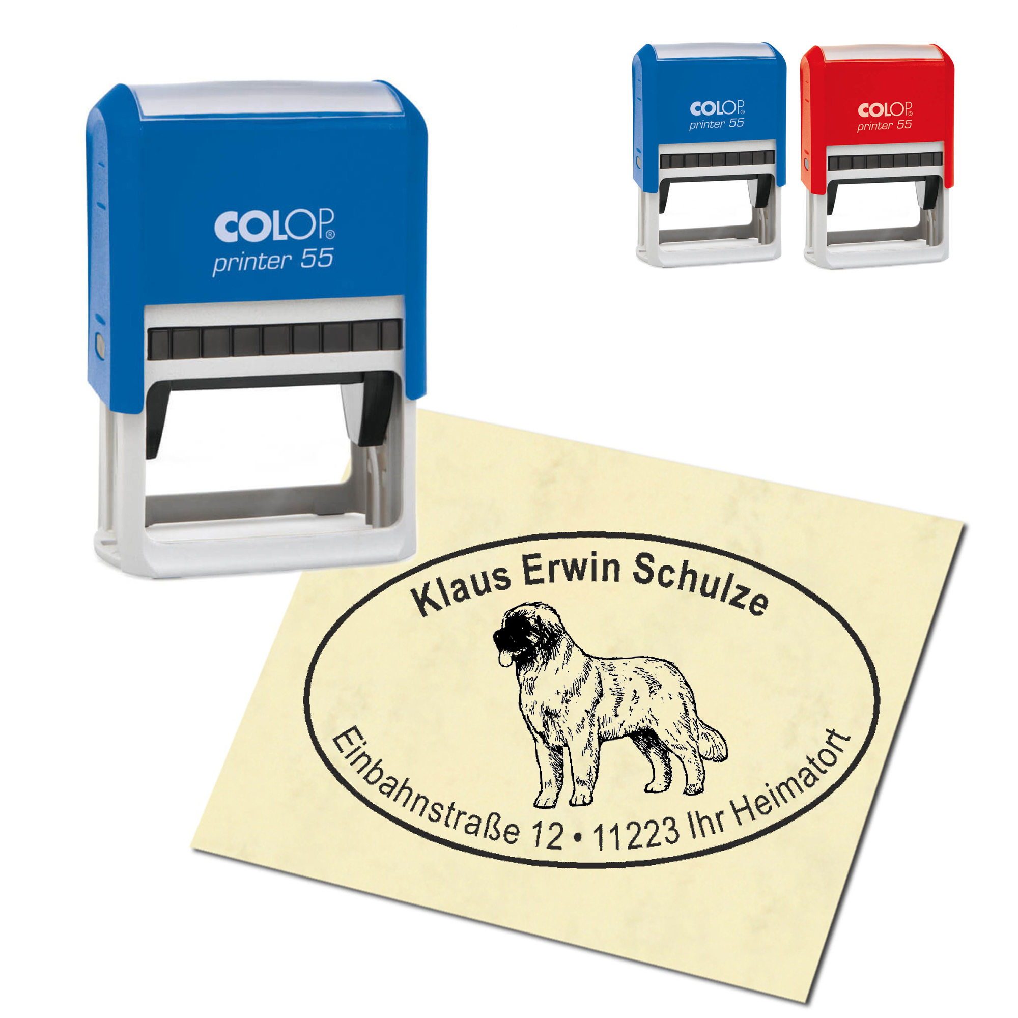 Adressstempel personalisiert Stempel - Leonberger - oval 59 x 39 mm