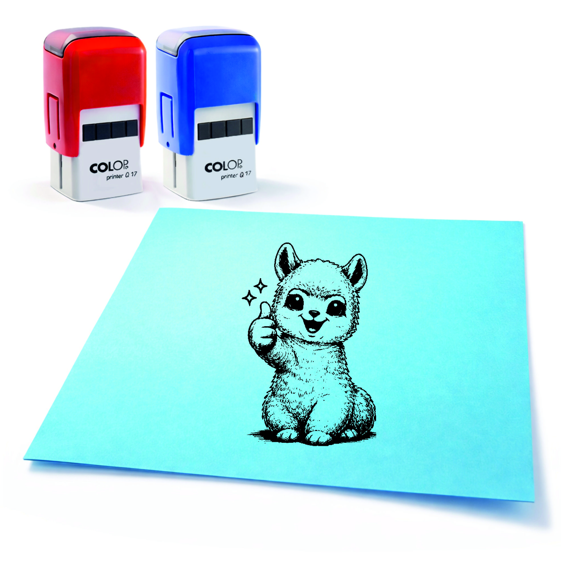  Lehrer Automatikstempel Alpaka Motivationsstempel Schüler – Tiermotive Daumen hoch – Abdruck 16 x 16 mm