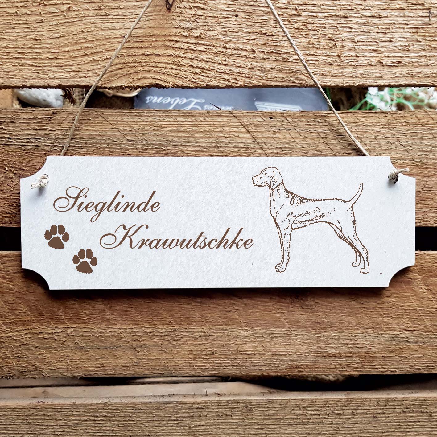 Schild « Magyar Vizsla 02 » Namensschild Türschild zum Anhängen - 20 x 6,7 cm