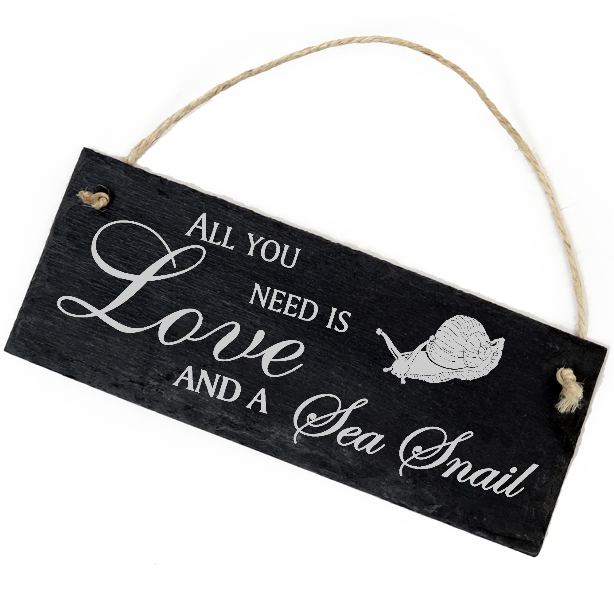 Schiefertafel Deko Schnecke Seeschnecke Schild 22 x 8 cm - All you need is Love and a Sea Snail