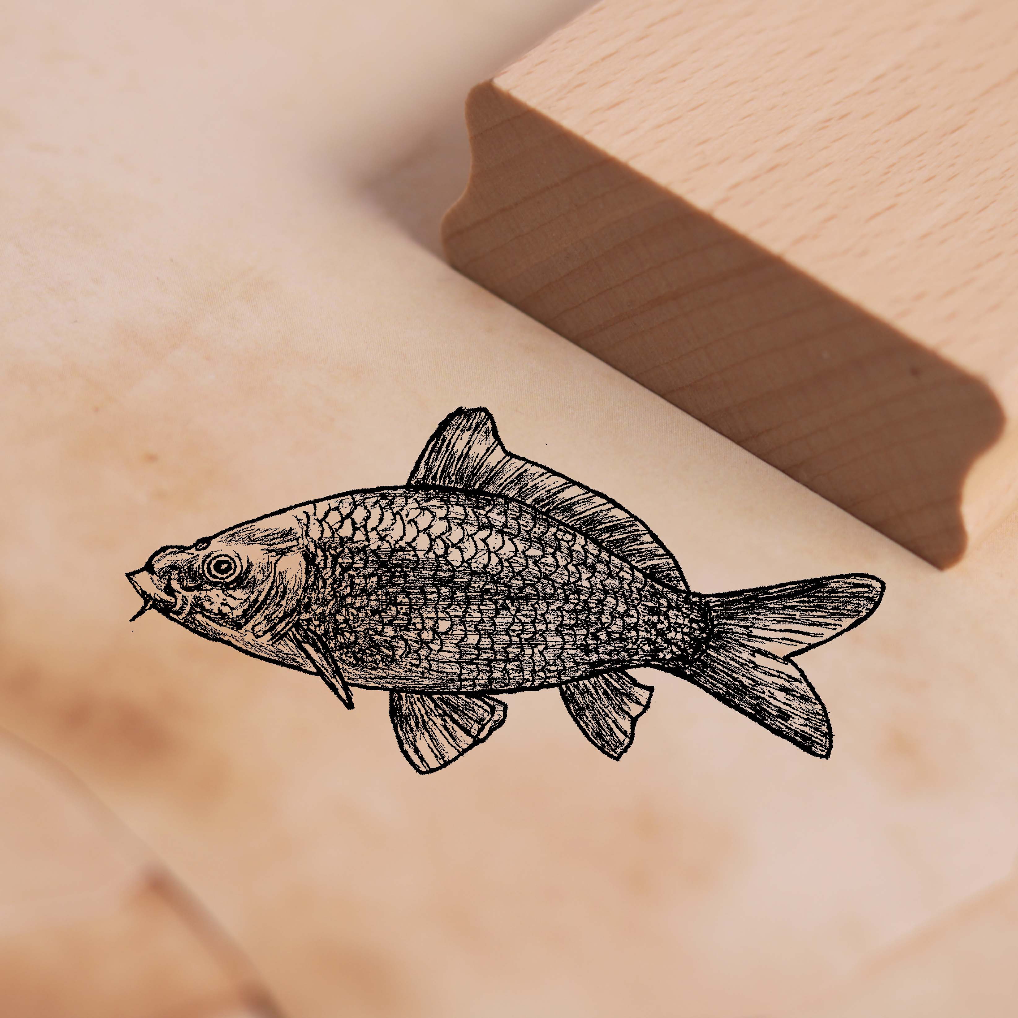Motivstempel Karpfen - Stempel Holzstempel 58 x 28 mm