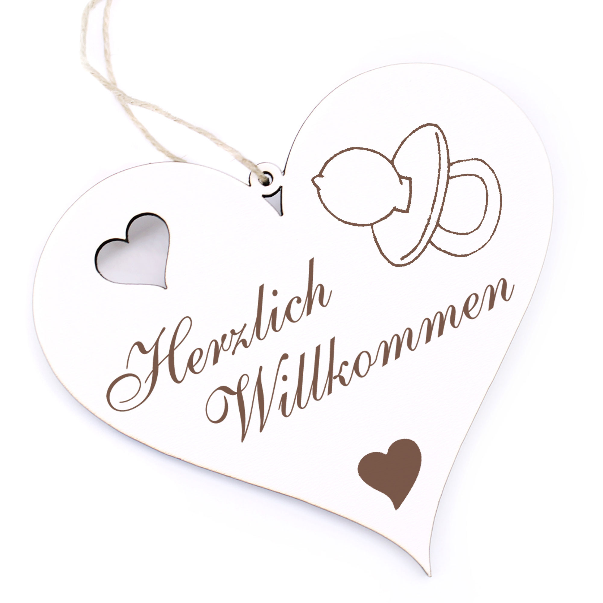 Herzlich Willkommen Schild - Nuckel - Deko Herz Holz