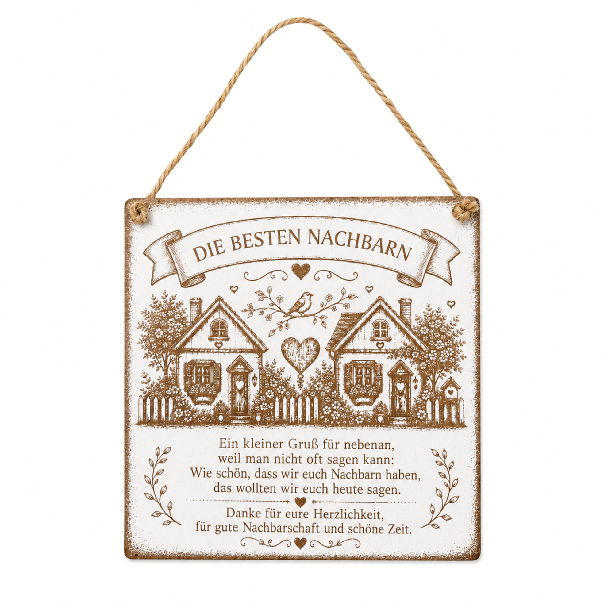 Schild Beste Nachbarn mit Spruch  – Geschenk Nachbarschaft Dekoschild 12×12 cm