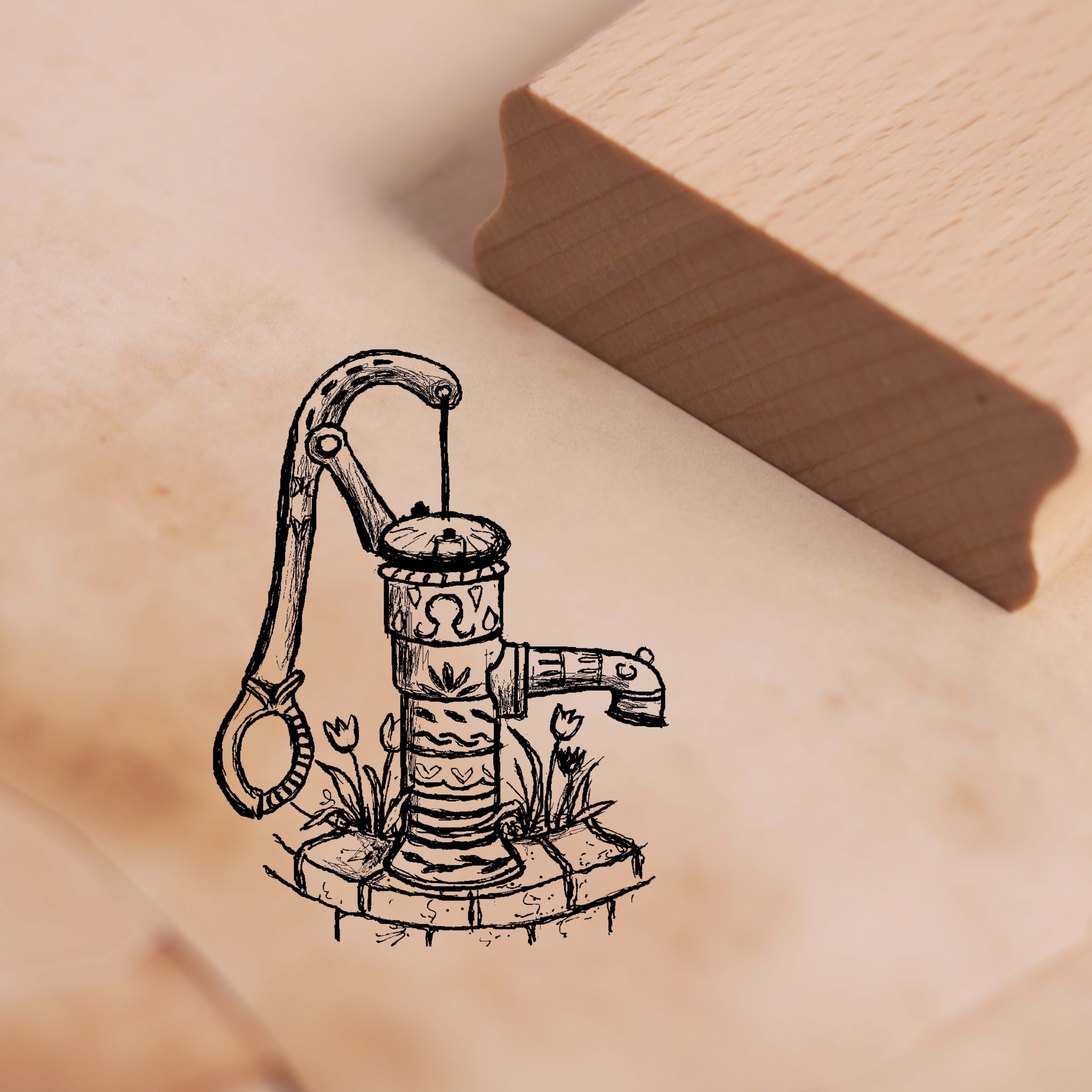 Motivstempel Nostalgie Pumpe Stempel Hydrant 37 x 48 mm