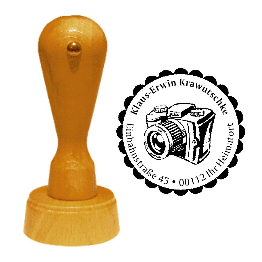 Adressenstempel « FOTOGRAF - KAMERA » mit persönlichem Wunschtext