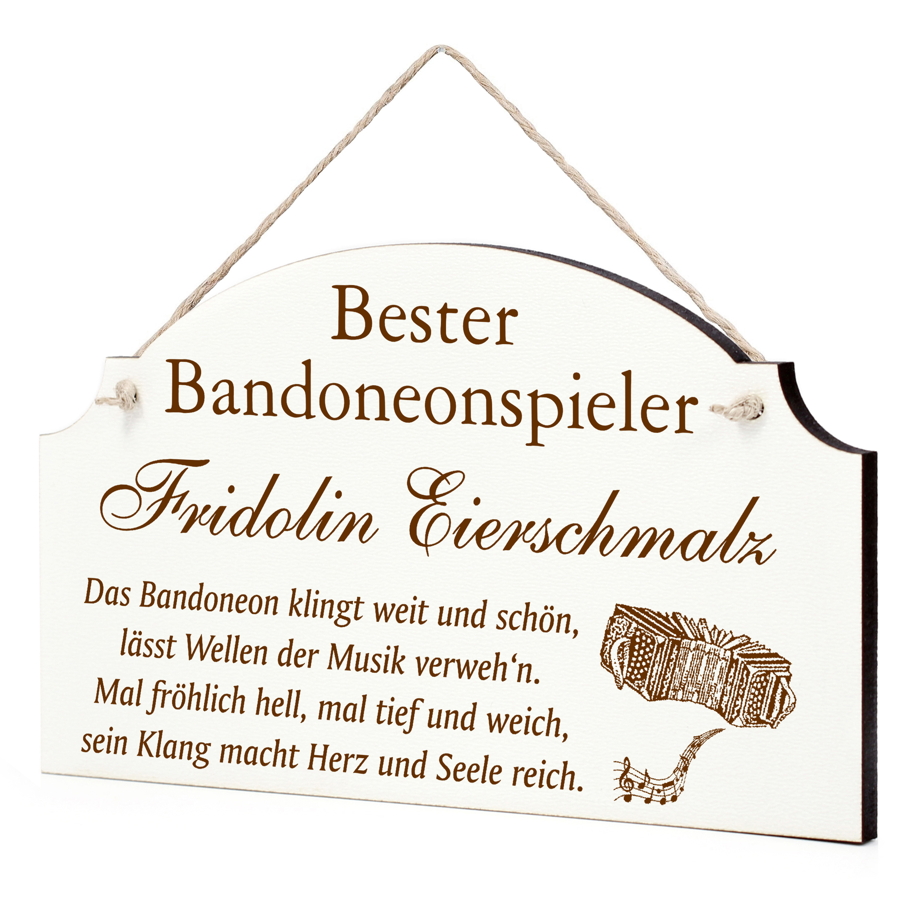 Schild Bandoneon Bester Bandoneonspieler Beste Bandoneonspielerin Geschenk - lustige Geschenke in 3 Größen zum Geburtstag