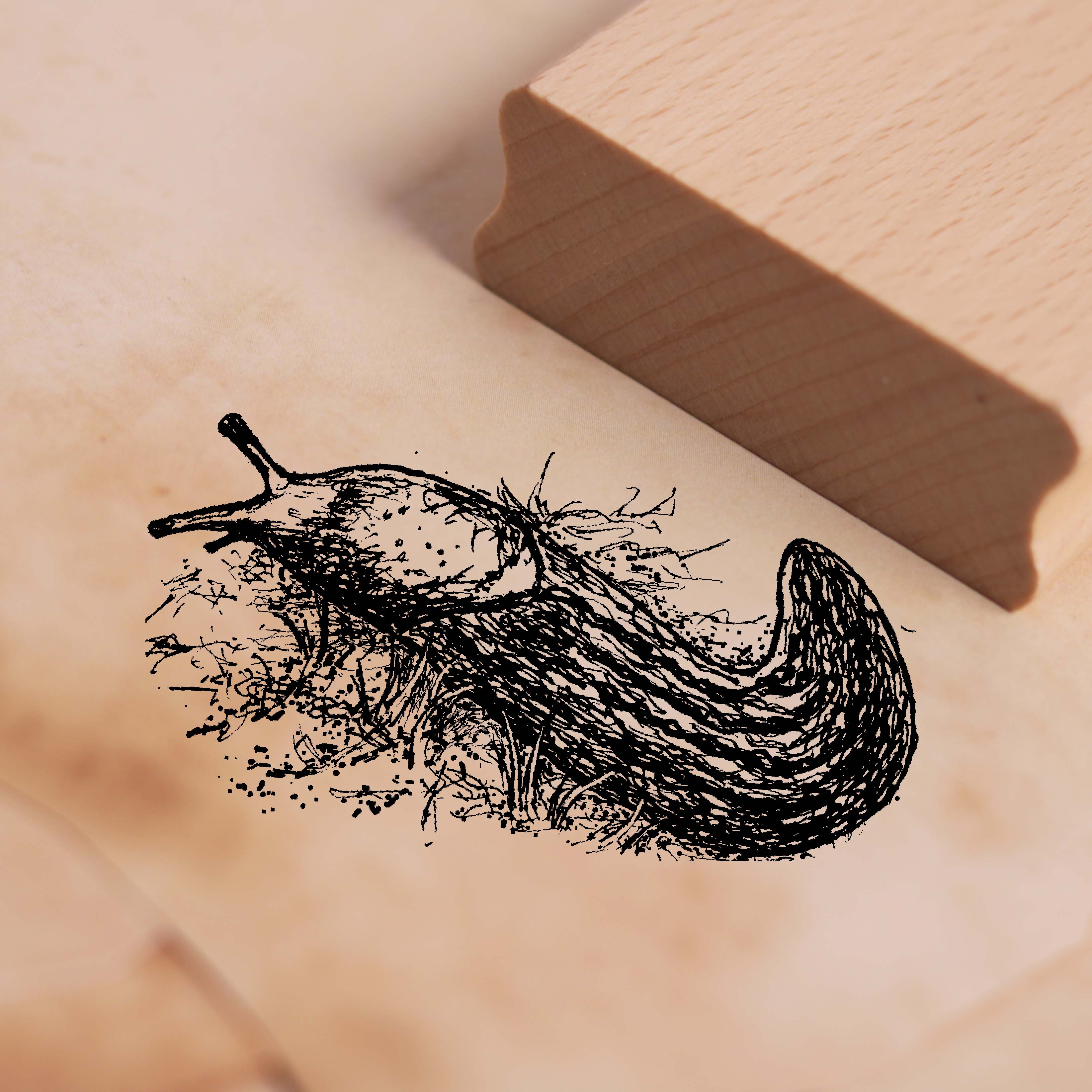 Motivstempel Egelschnecke - Stempel Holzstempel 48 x 28 mm