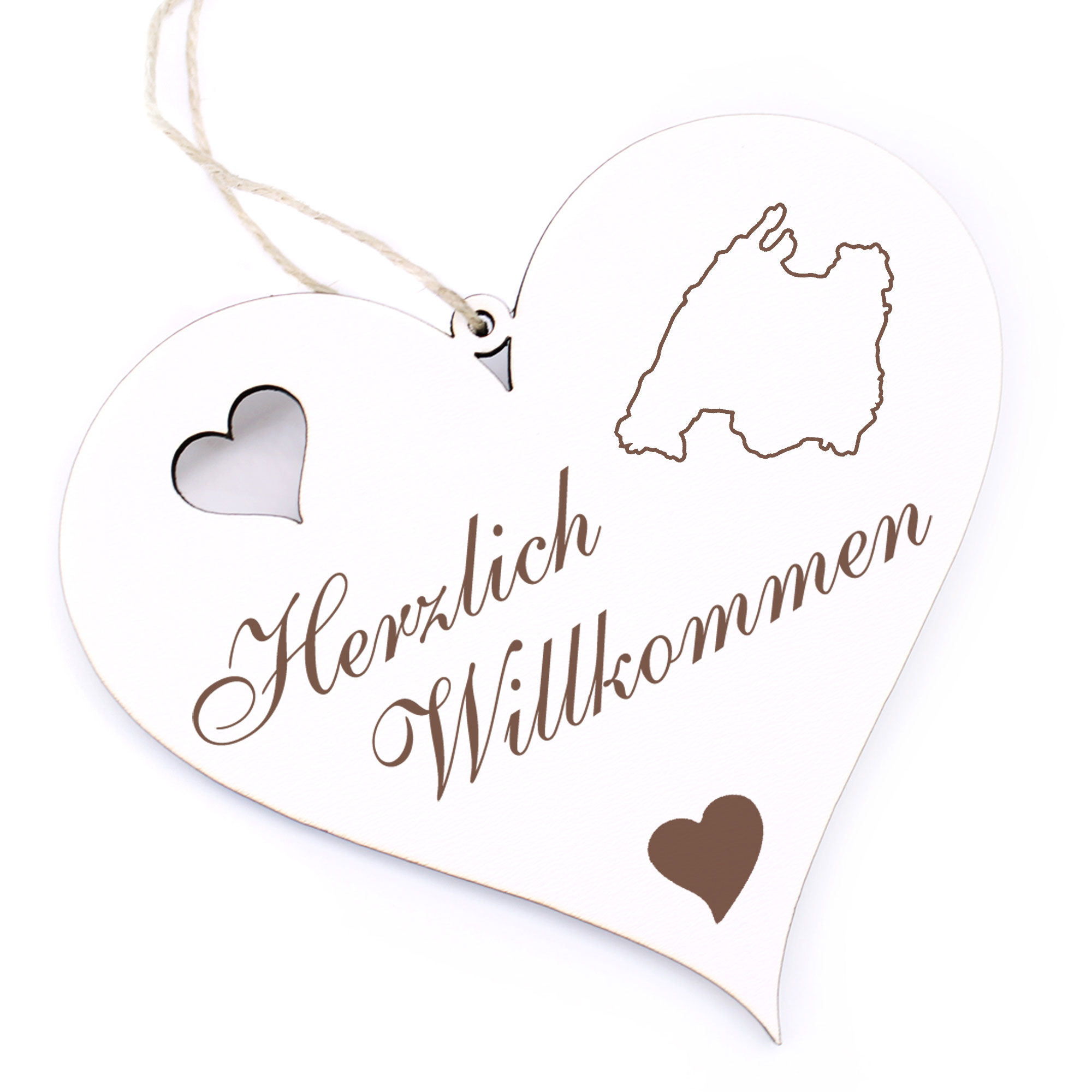 Herzlich Willkommen Schild - Insel Mallorca - Deko Herz Holz