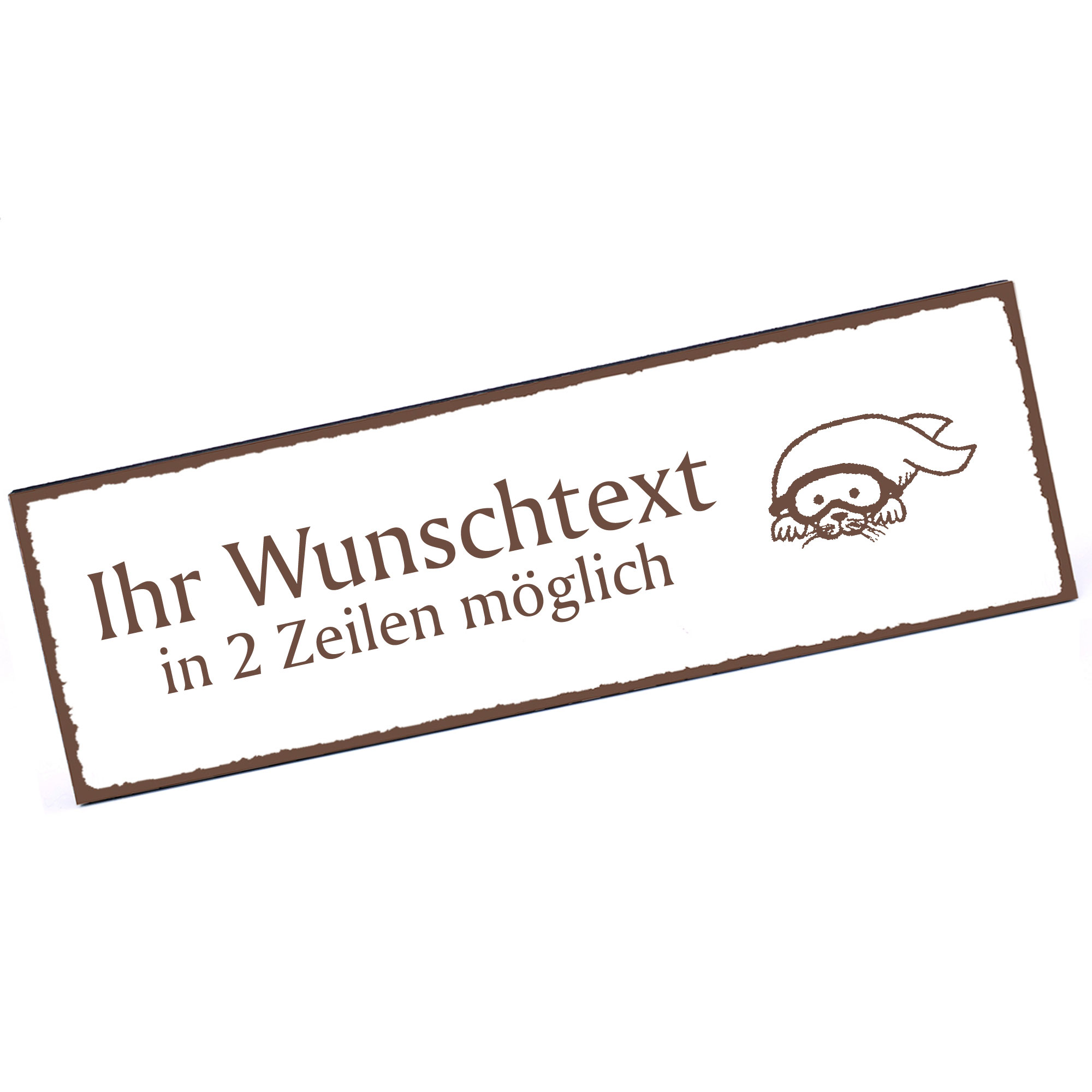 Türschild Robbe mit Taucherbrille  Namensschild personalisiert mit Gravur - 150mm x 50mm - selbstkle