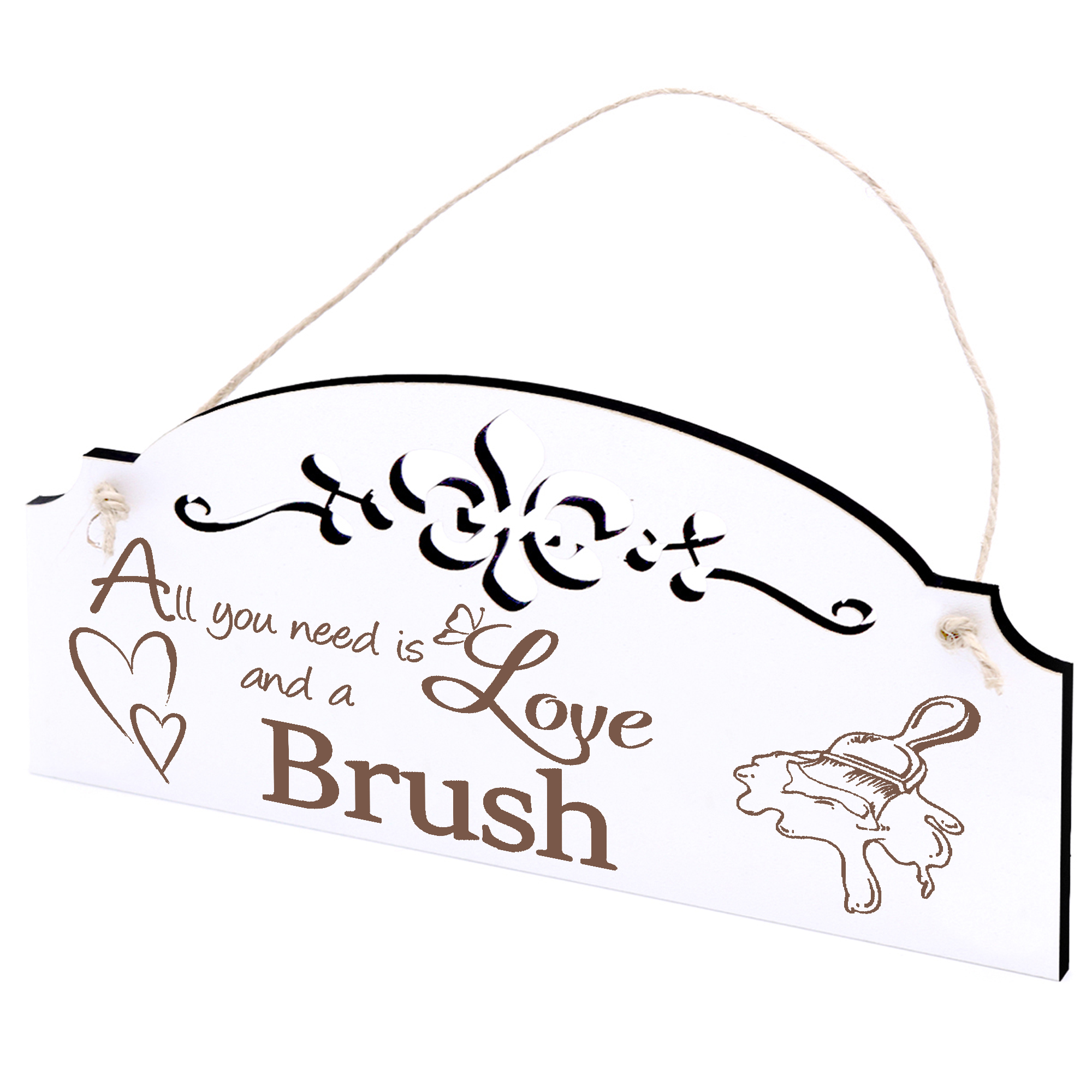 Schild Pinsel Deko 20x10cm - All you need is Love and a Brush - Holz