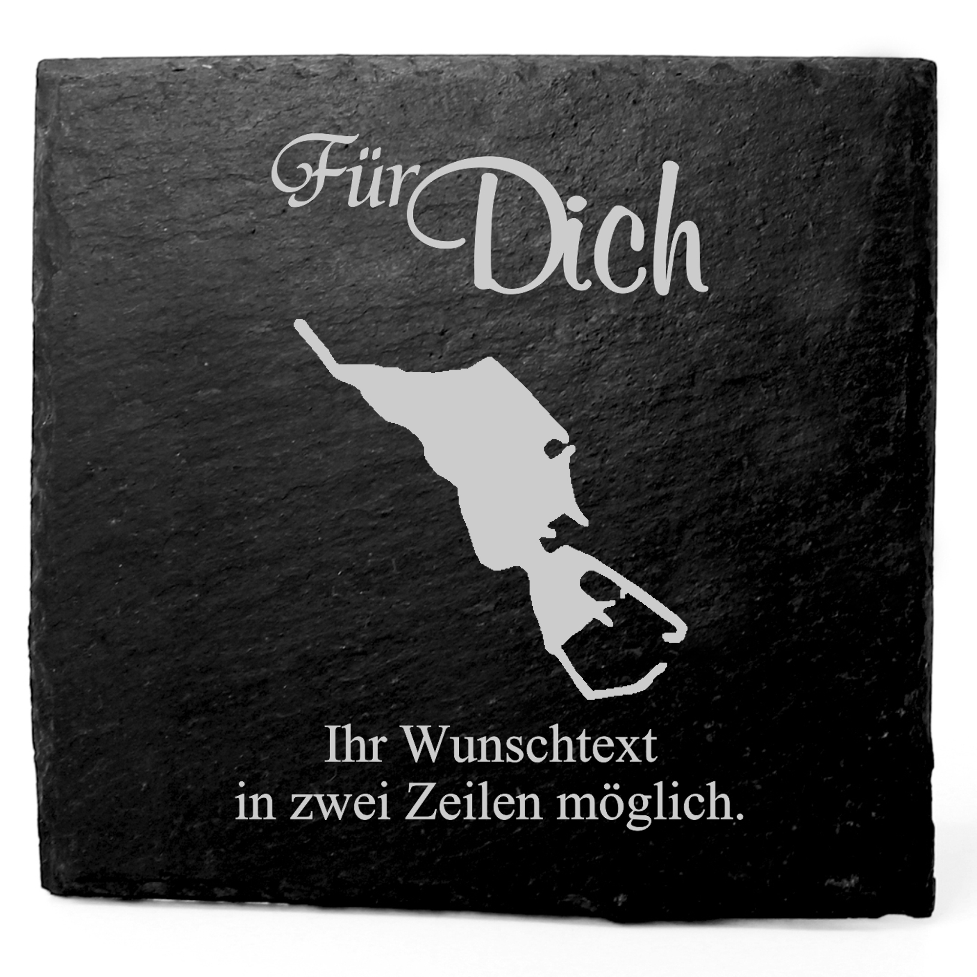 Deko Schiefer Untersetzer personalisiert Insel Helgoland - Für Dich - 11x11cm