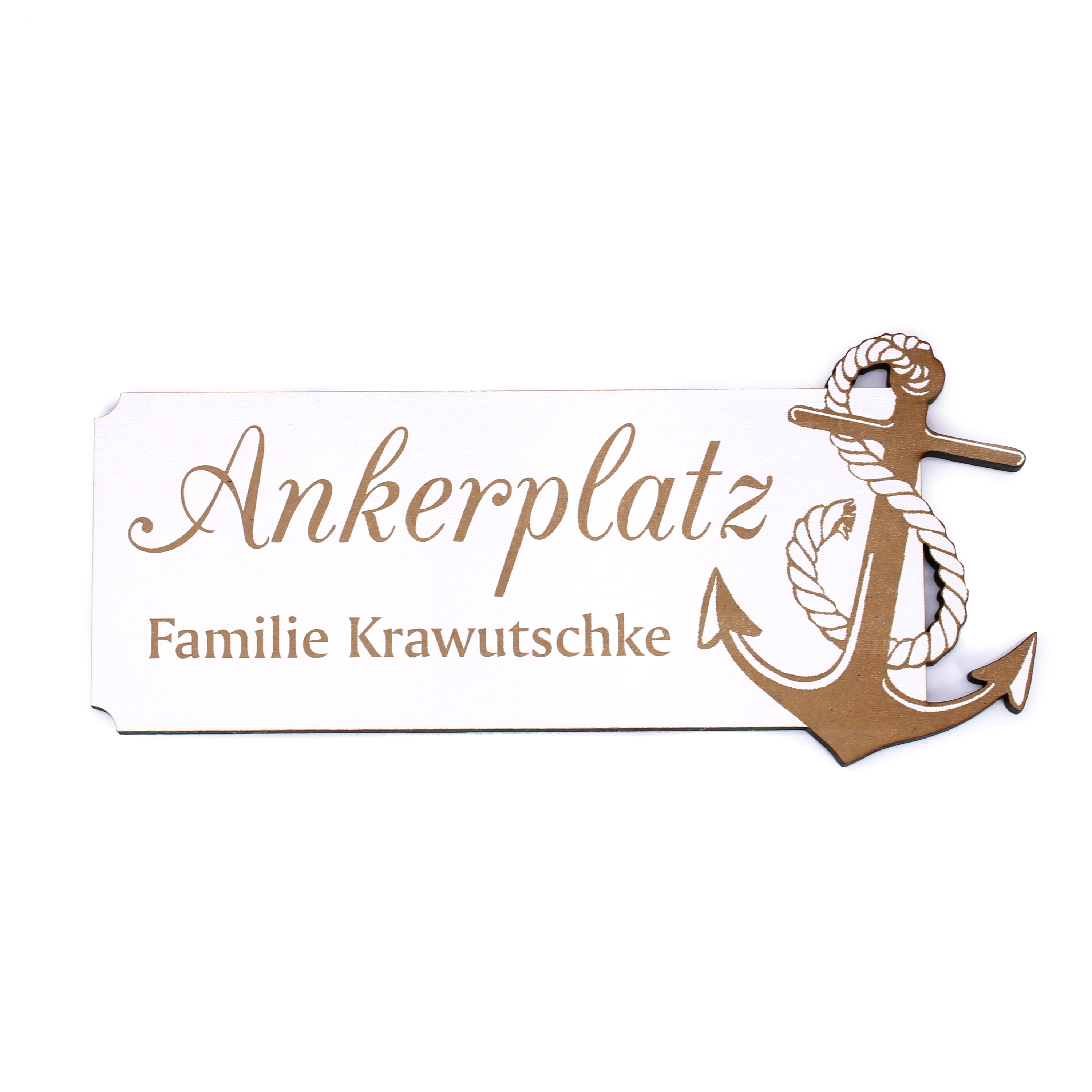 Schild personalisiert Ankerplatz mit Anker Motiv - Name Familienname Türschild selbstklebend 22 x 10 cm