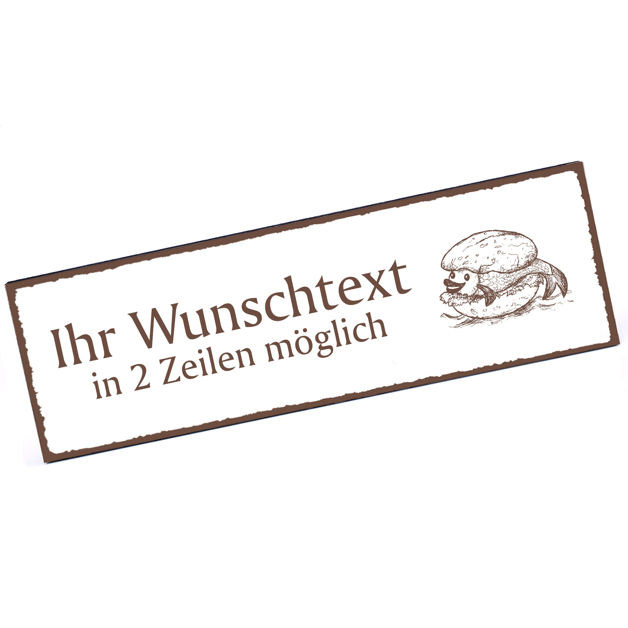Türschild lustiges Fischbrötchen  Namensschild personalisiert mit Gravur - 150mm x 50mm - selbstkleb