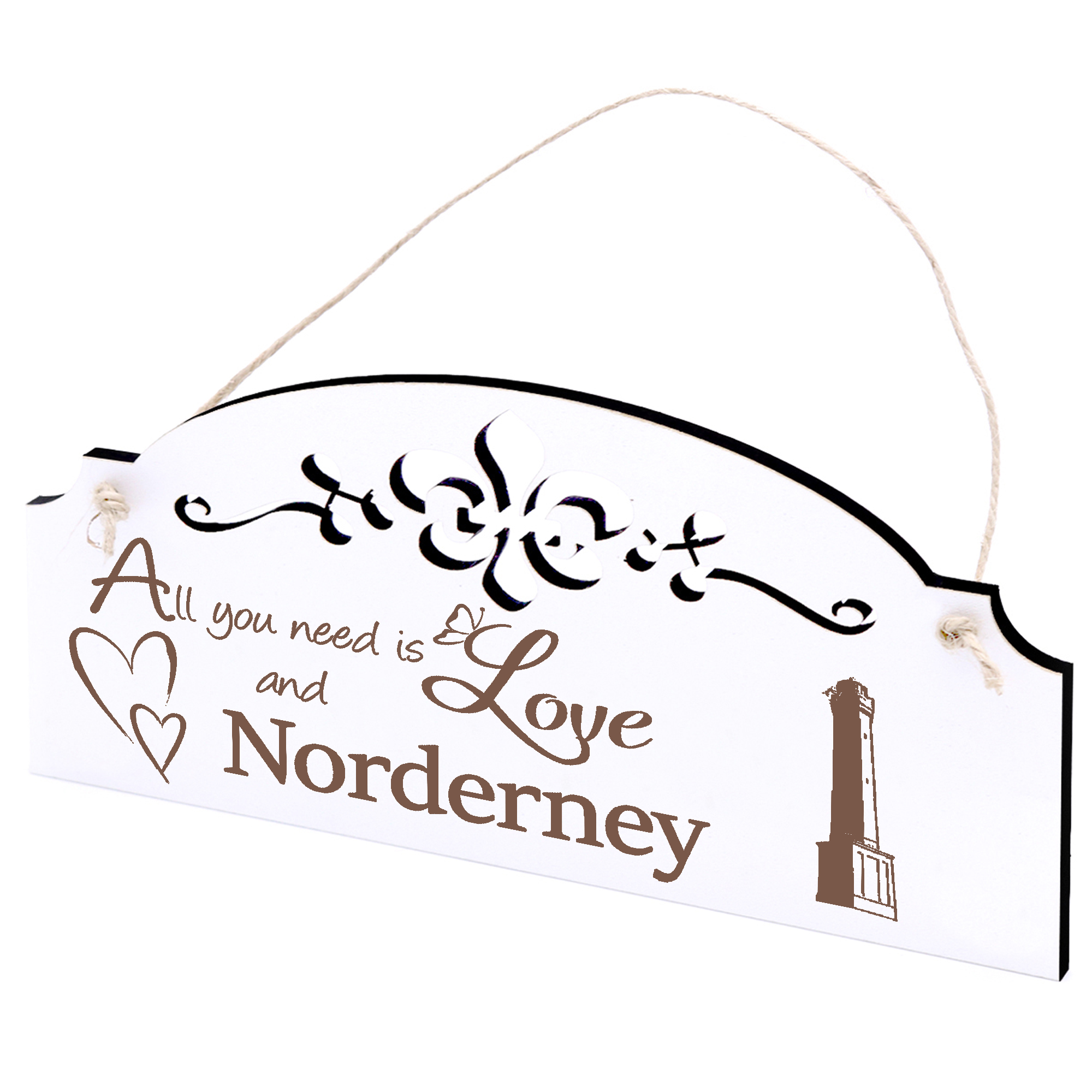 Schild Leuchtturm Norderney Deko 20x10cm - All you need is Love and Norderney - Holz