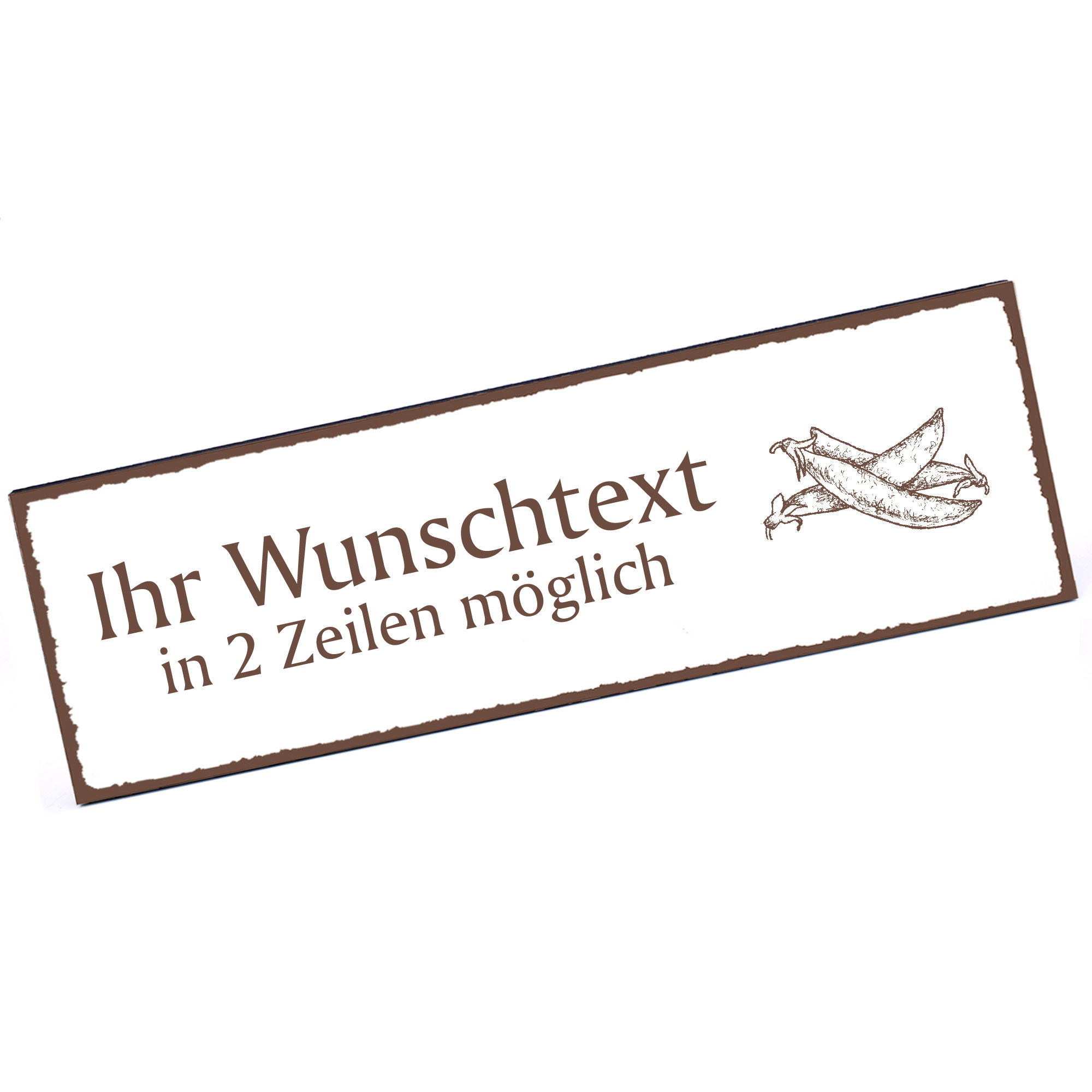 Türschild Erbsenschote  Namensschild personalisiert mit Gravur - 150mm x 50mm - selbstklebend