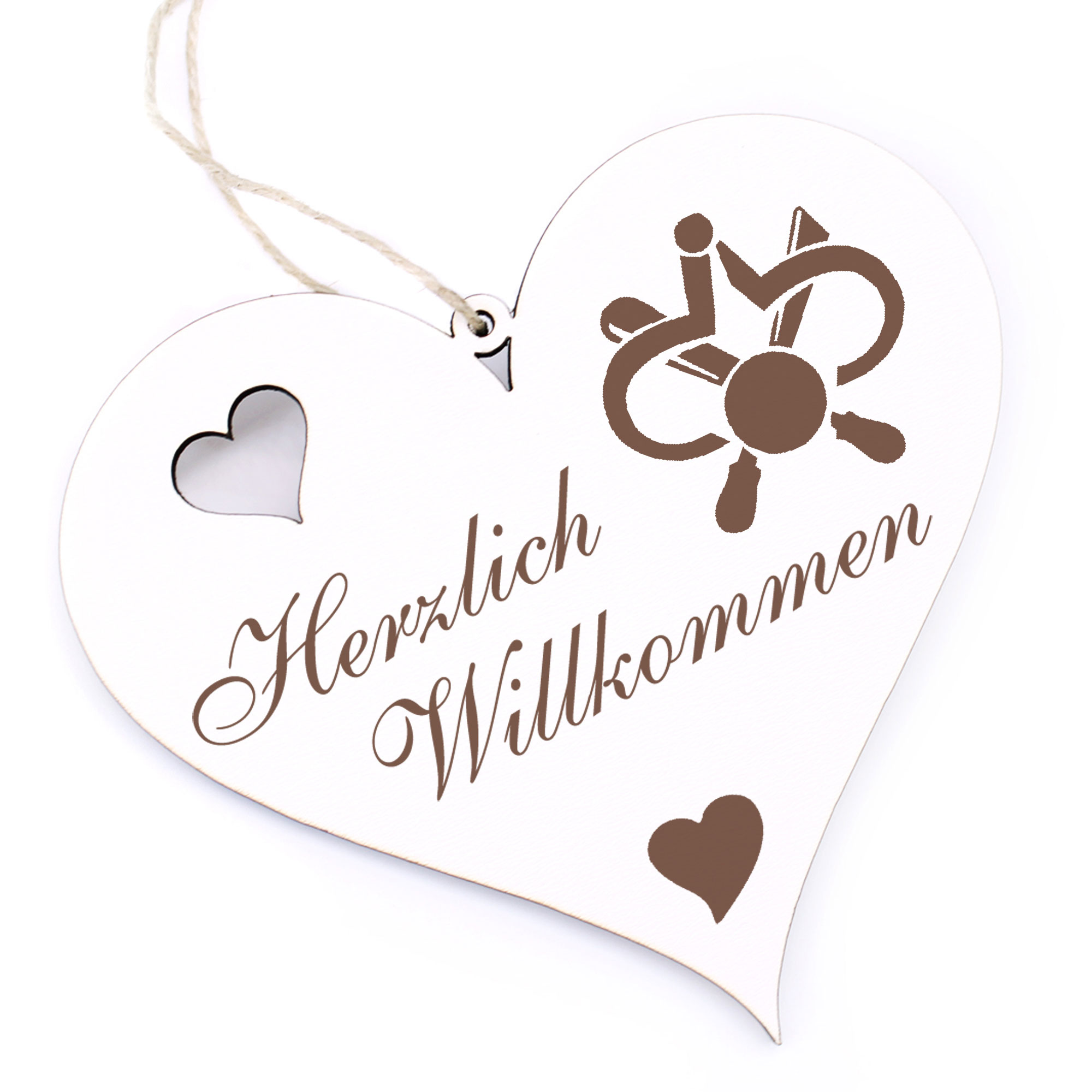 Herzlich Willkommen Schild - Drechsler - Deko Herz Holz