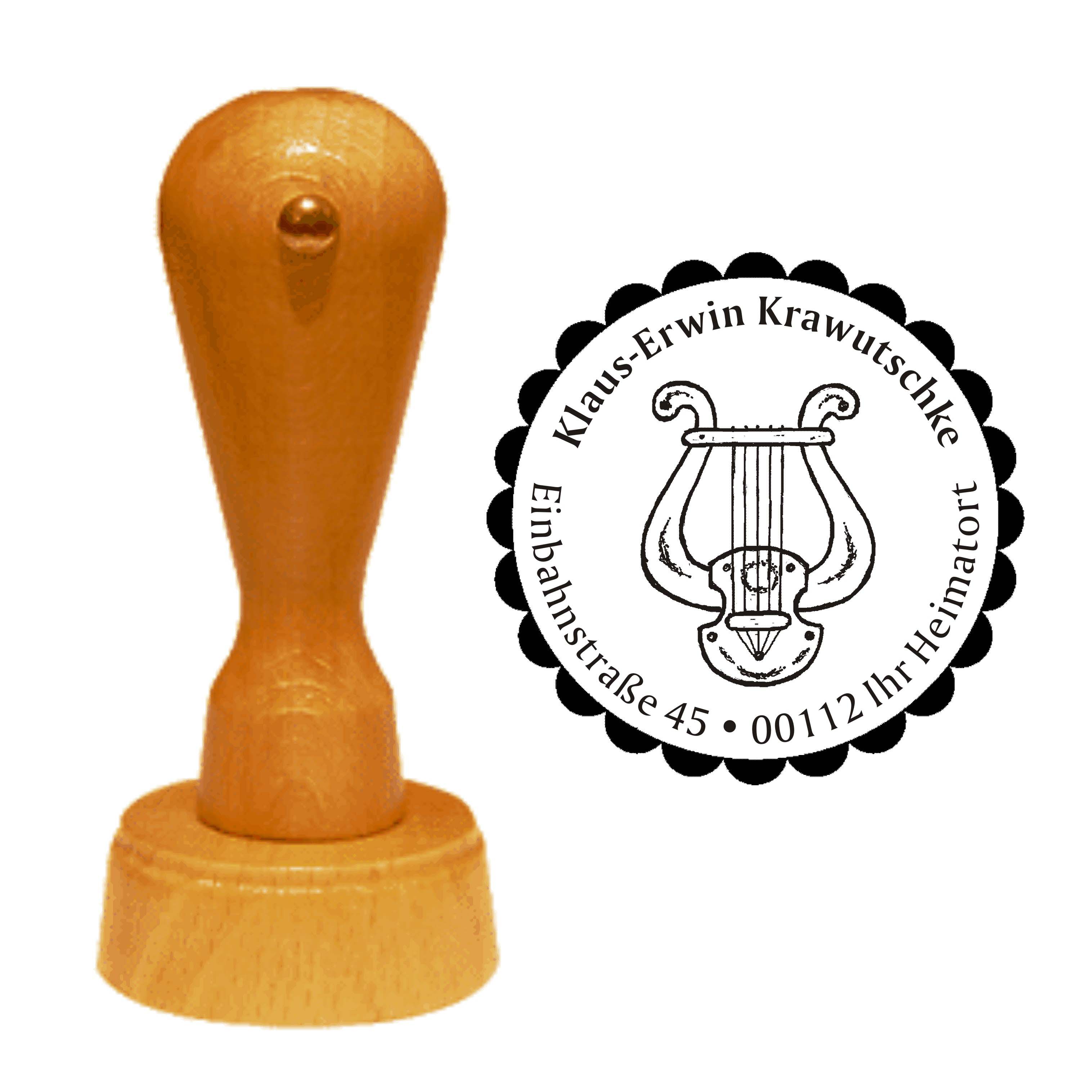 Adressenstempel « LYRA » Stempel Ø 40 mm
