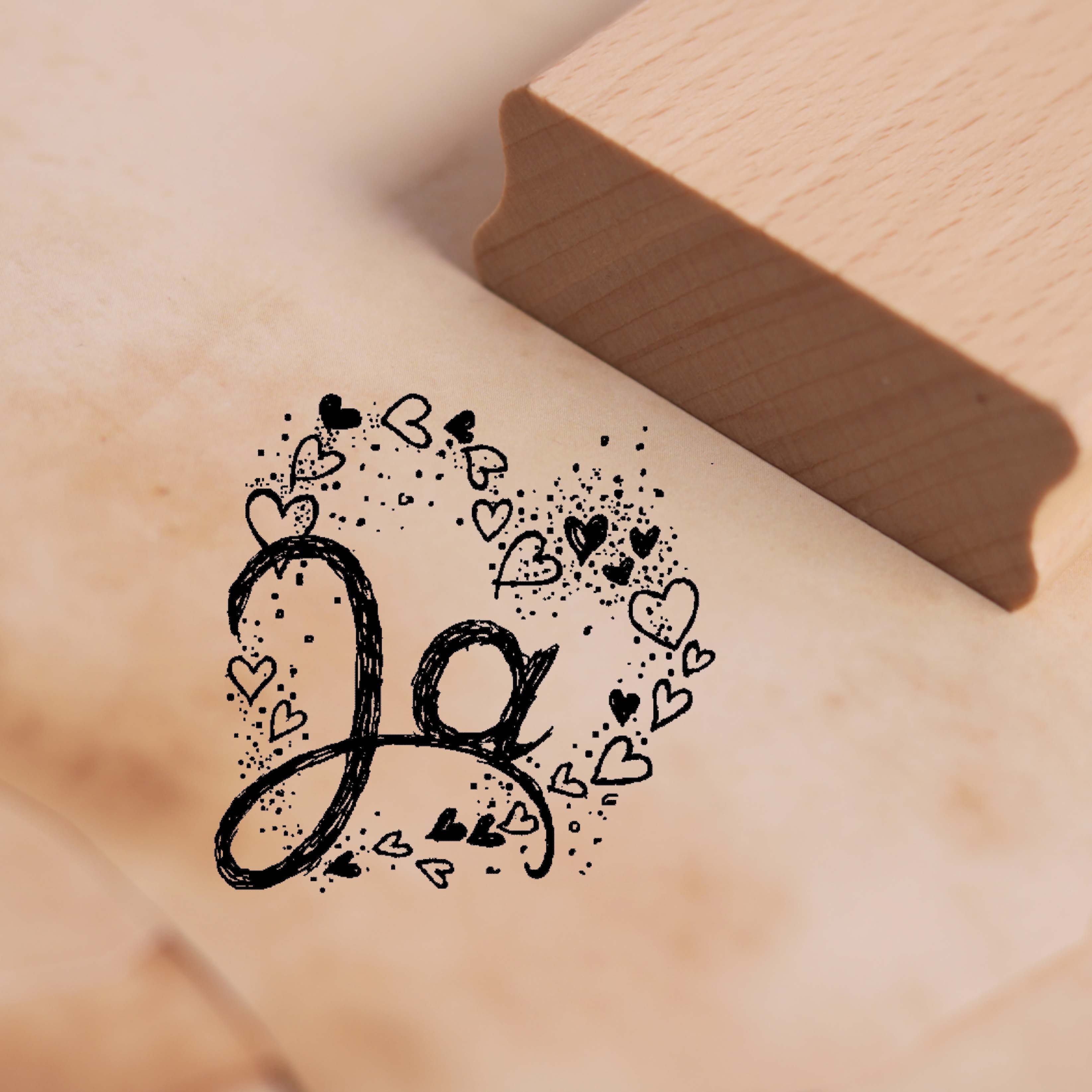 Motivstempel Ja - Herz Stempel Holzstempel 48 x 48 mm
