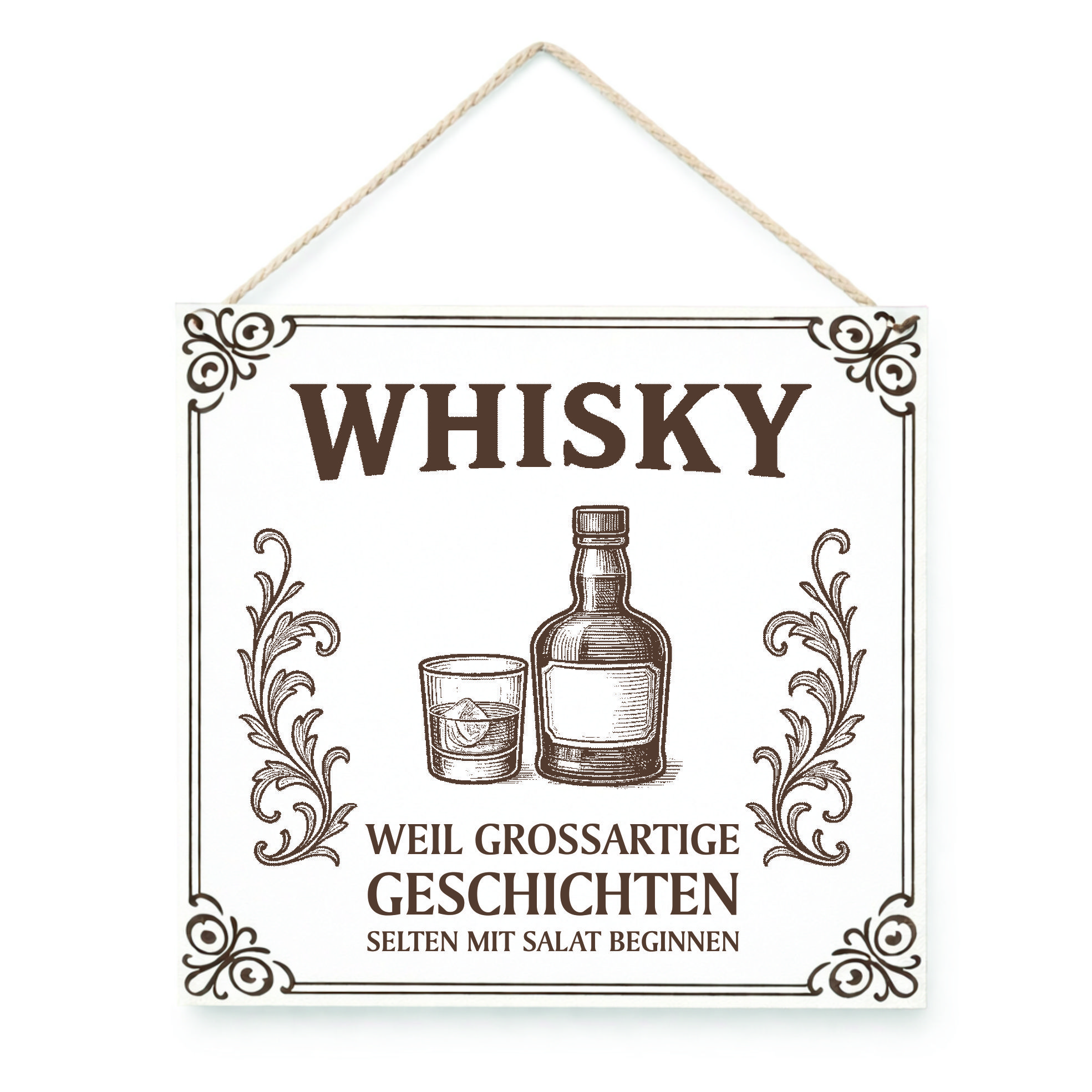 Whisky Schild mit Spruch – graviertes HDF Dekoschild 15x15 cm