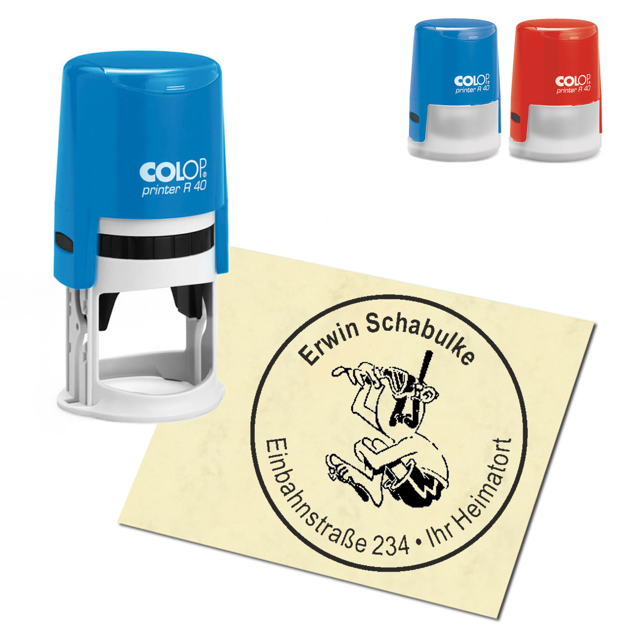 Stempel Adressstempel personalisiert - Schnorcheln - rund &empty; 40mm