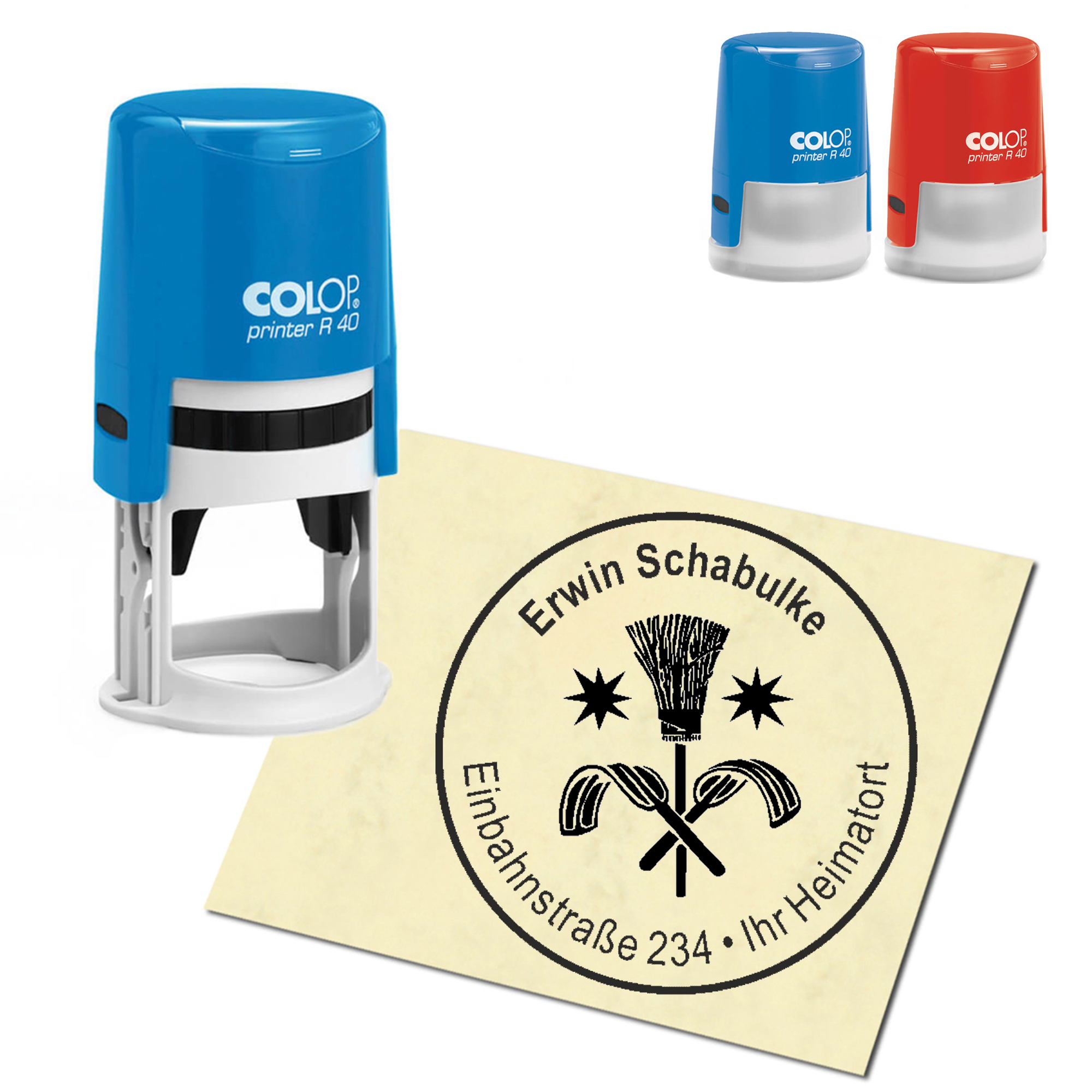 Stempel Adressstempel personalisiert - Schornsteinfeger - rund &empty; 40mm